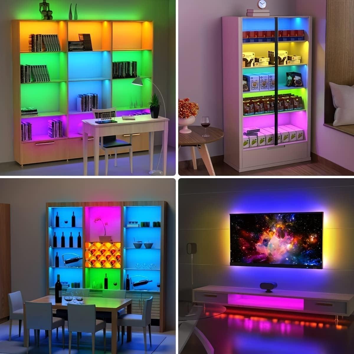Luces de tira LED a pilas RGB 20" 4 paquetes APP control remoto