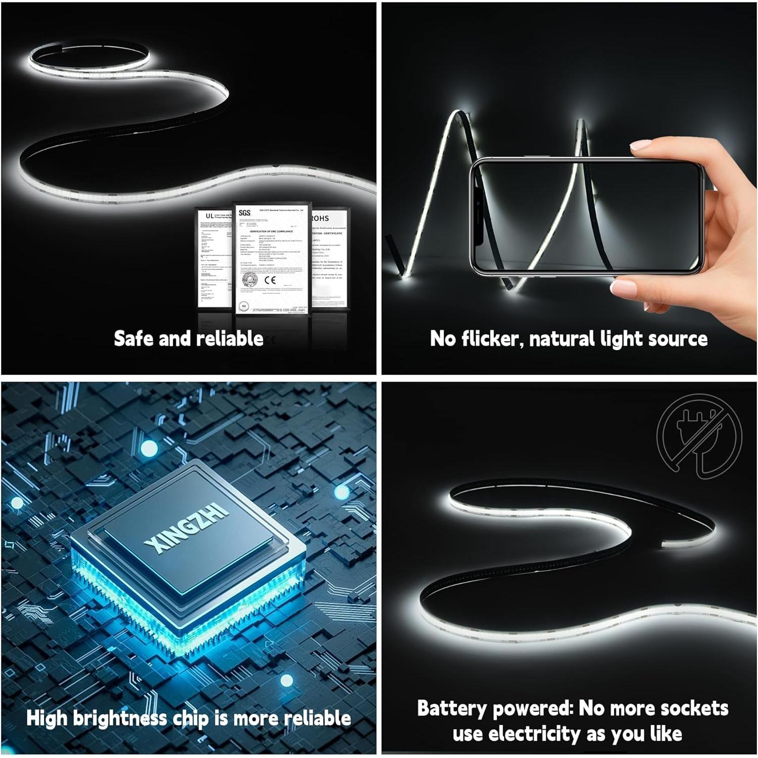 Tira LED a pilas XINGZHI 1.0m 2 paquetes Luz blanca fría