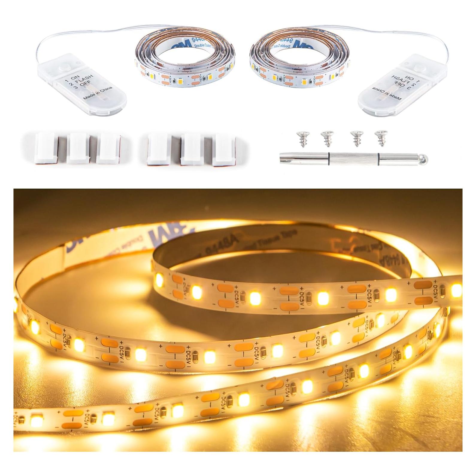 Paquete de 2 tiras de luces LED Marreal 0.98m 60 LEDs blancas