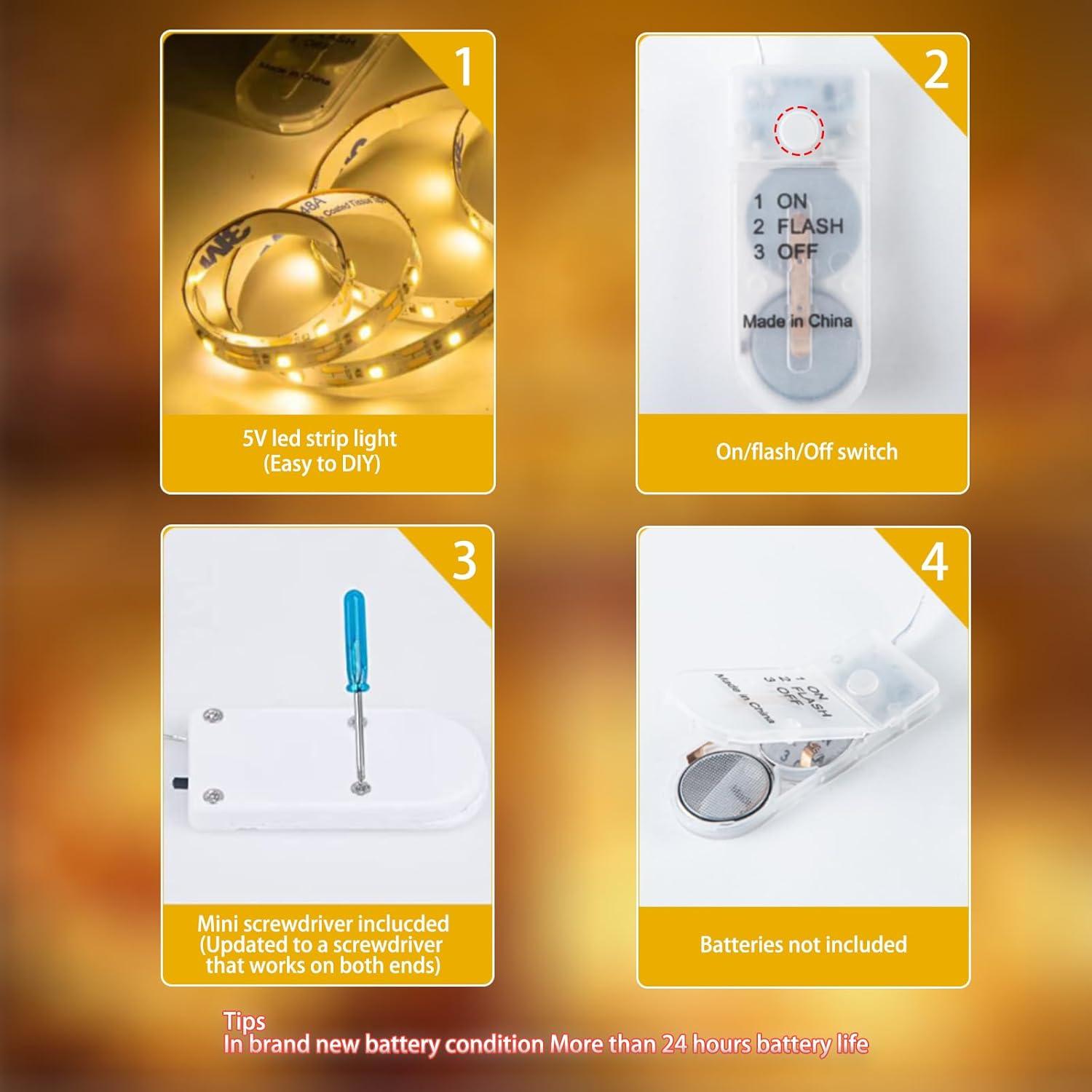 Paquete de 2 tiras de luces LED Marreal 0.98m 60 LEDs blancas