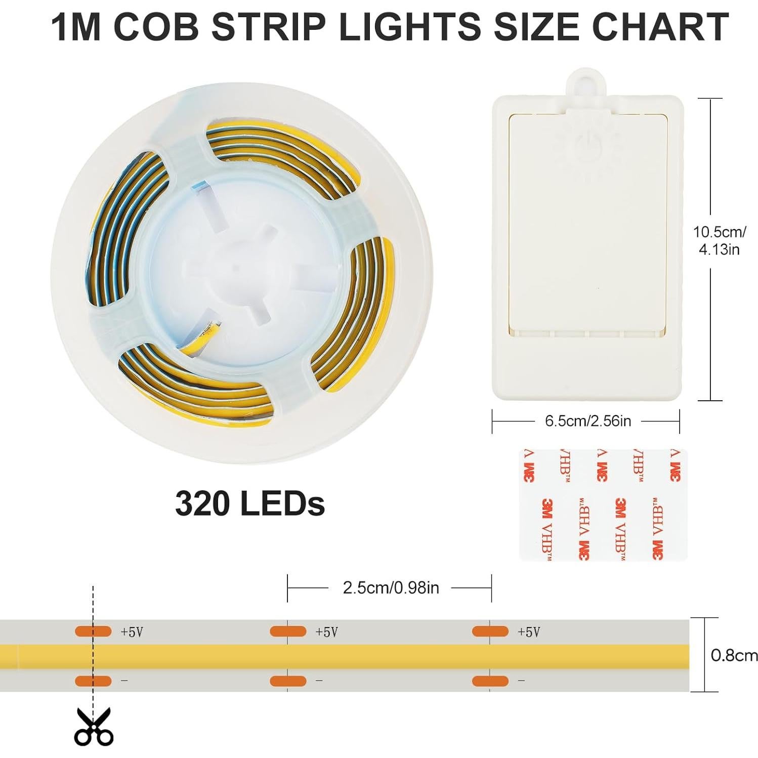 Tira de Luz LED COB Omika 1.0m 320 LEDs 2700K Blanco Cálido