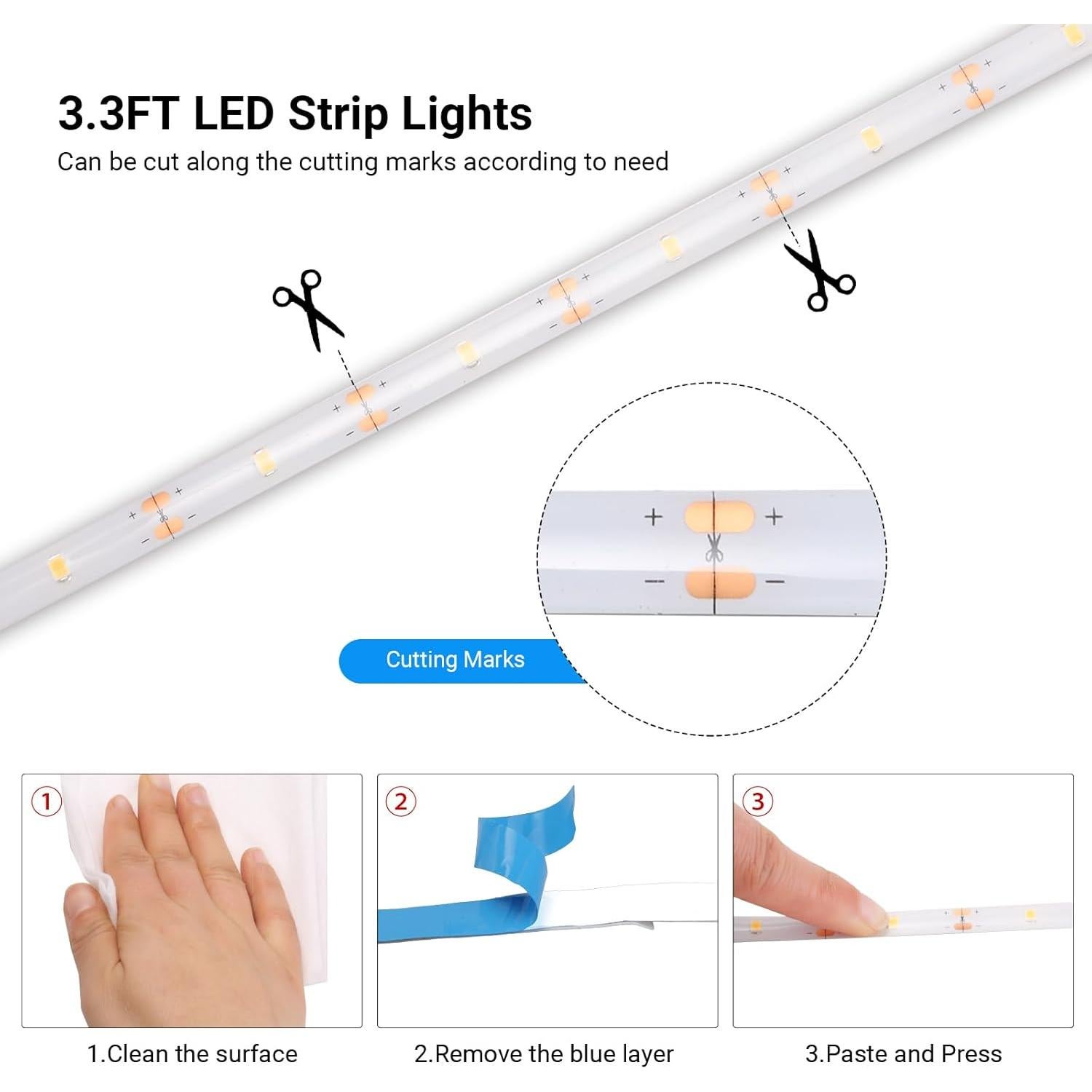 Luces de tira LED Litupshow 1m con control remoto y 8 modos