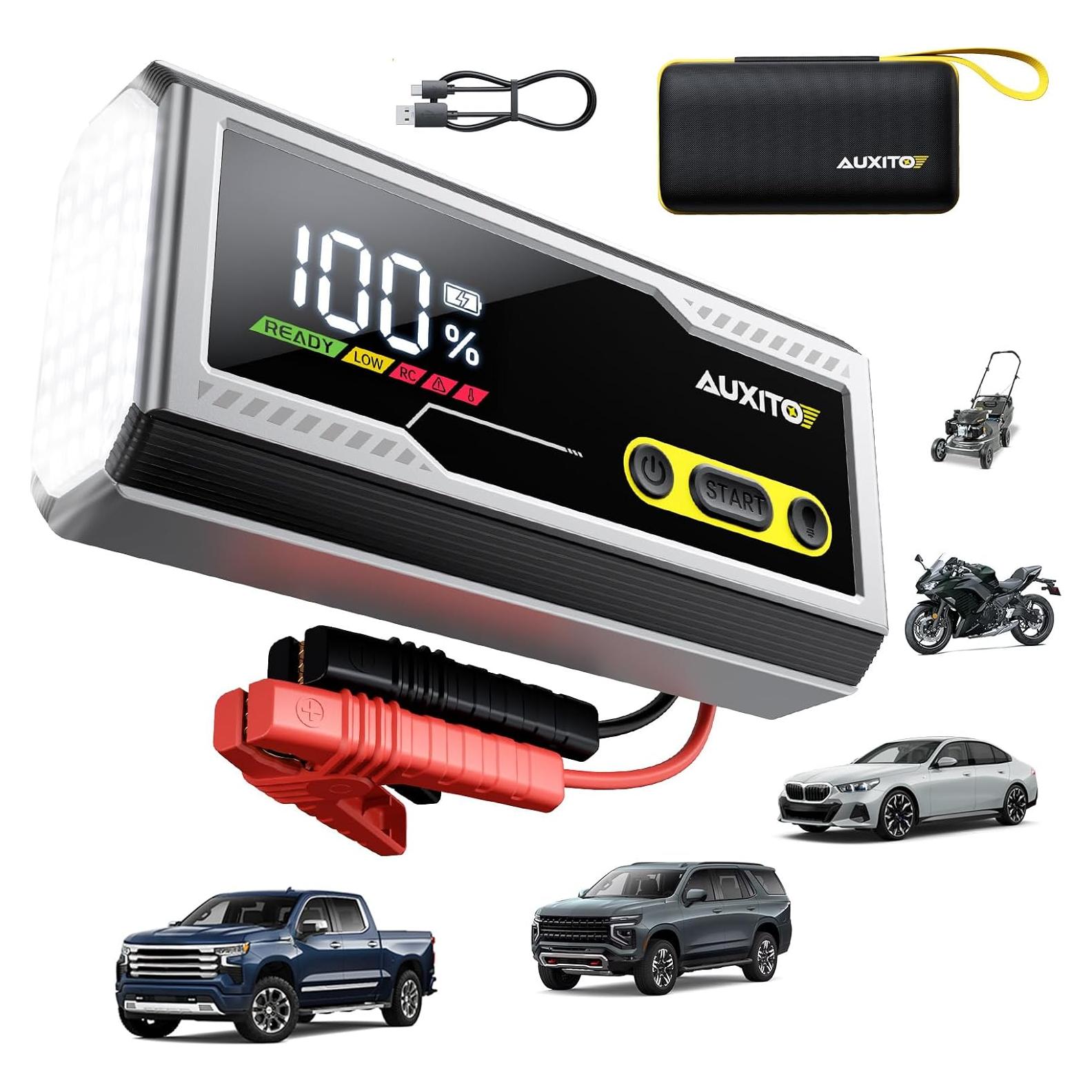 Arrancador de Batería AUXITO T3 6000A 12V con Linterna LED