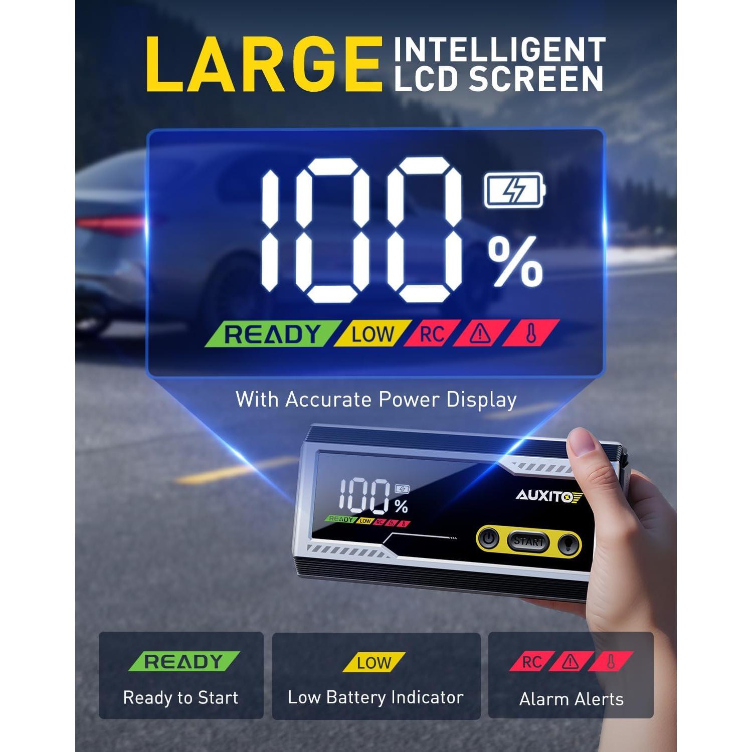 Arrancador de Batería AUXITO T3 6000A 12V con Linterna LED