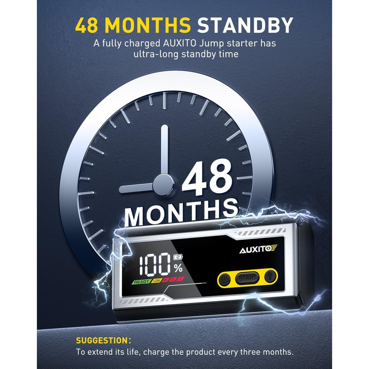 Arrancador de Batería AUXITO T3 6000A 12V con Linterna LED