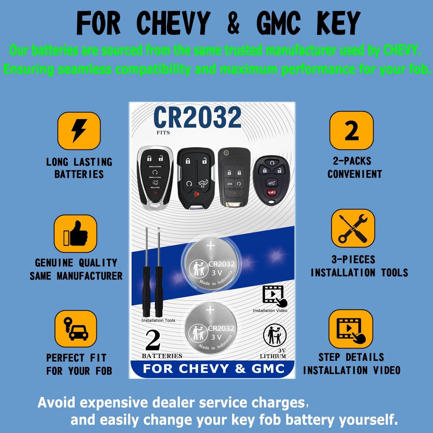 Baterías CR2032 para Llave Remota Chevy GMC - 2 Piezas