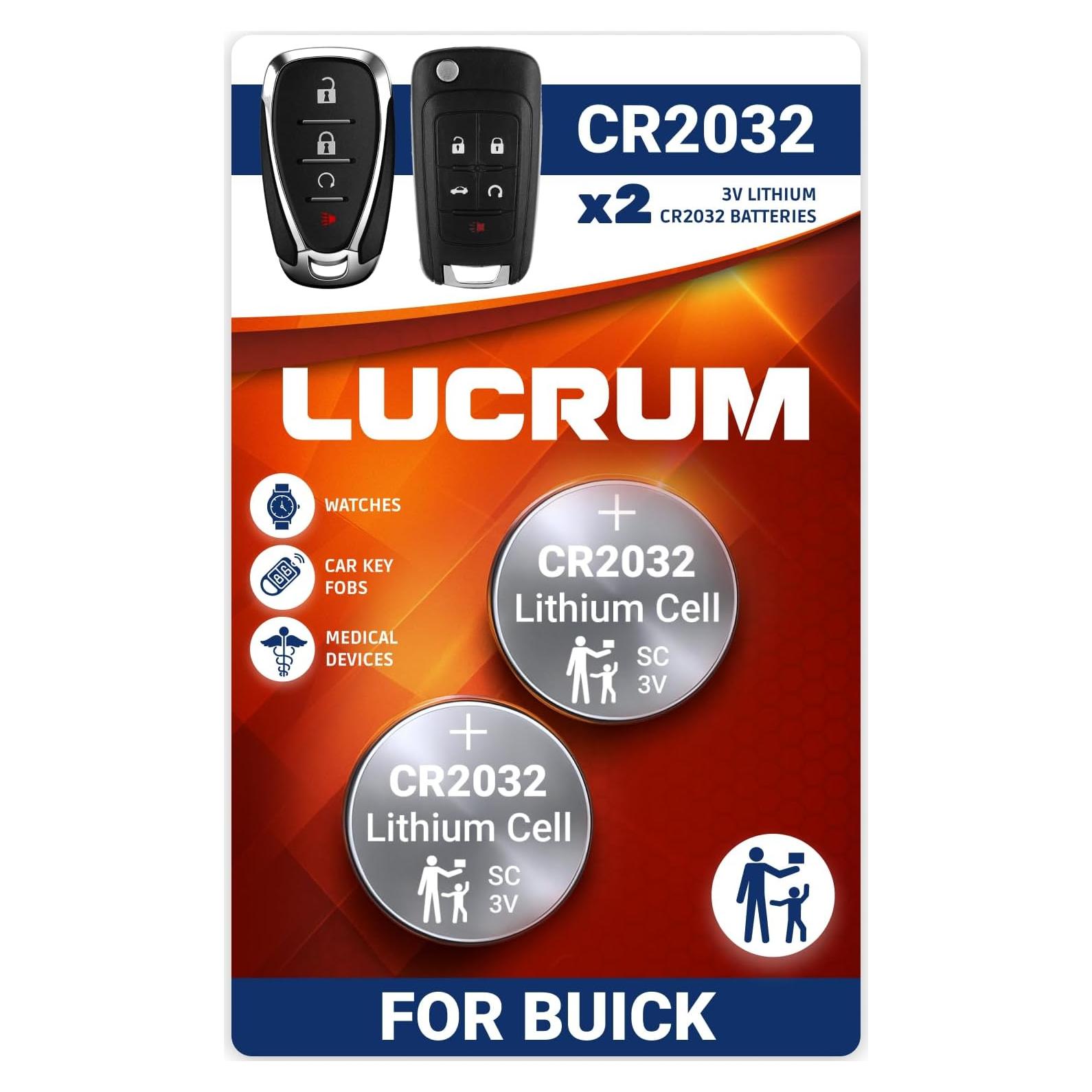 Baterías CR2032 Lucrum para Llave Buick - Paquete de 2