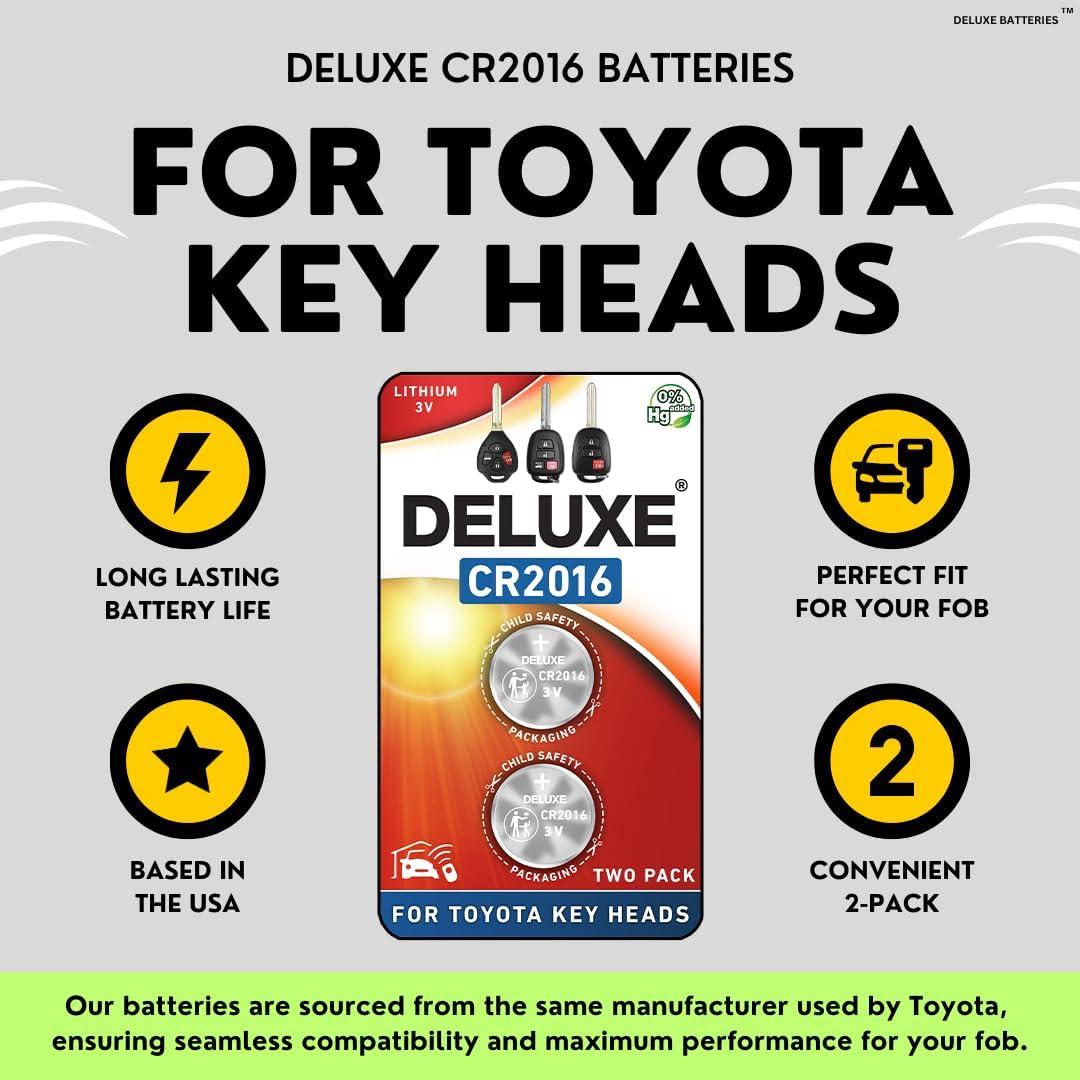 Baterías de Reemplazo Deluxe CR2016 para Llave Toyota - Paquete de 2