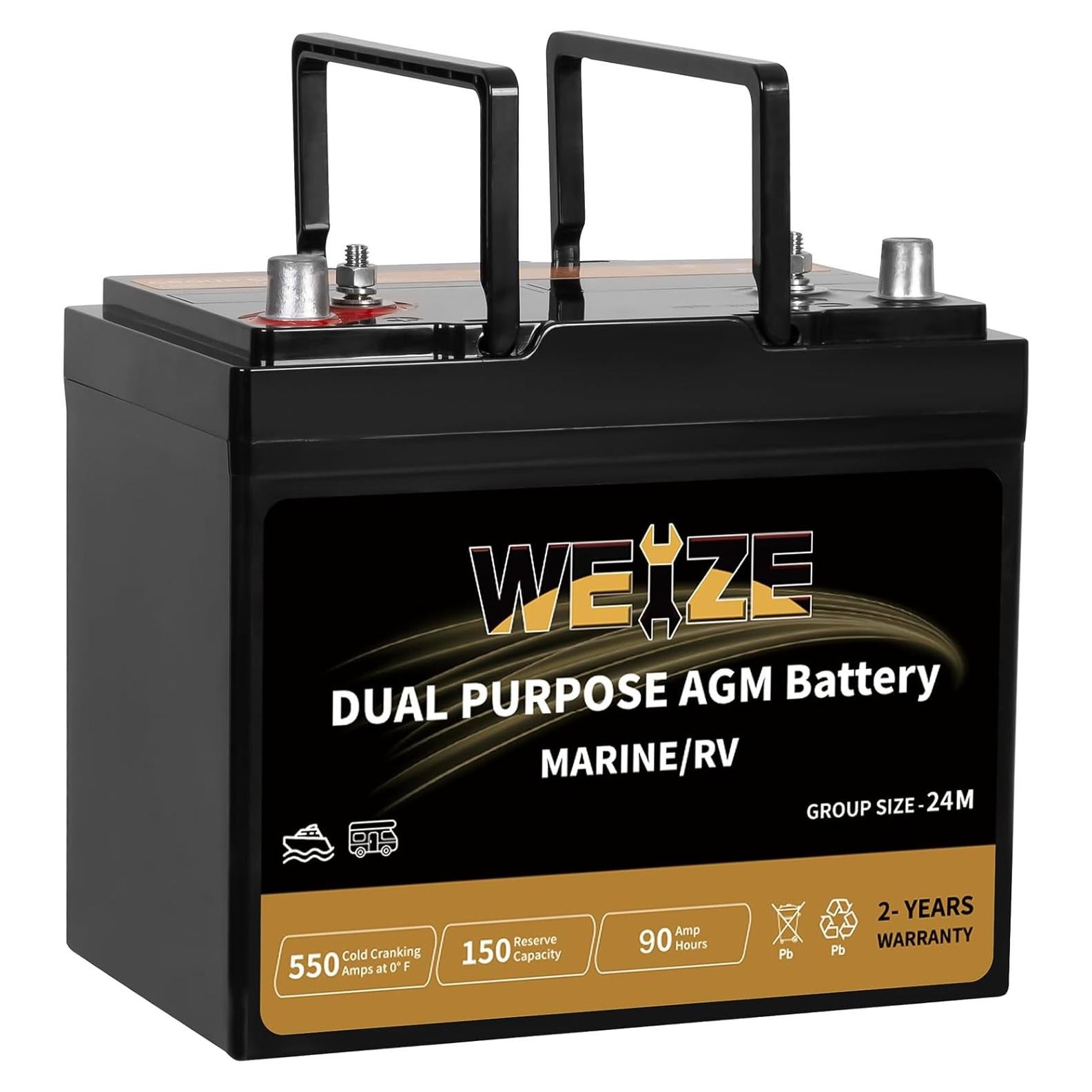 Batería AGM Doble Propósito WEIZE Grupo 24M 90Ah 12V