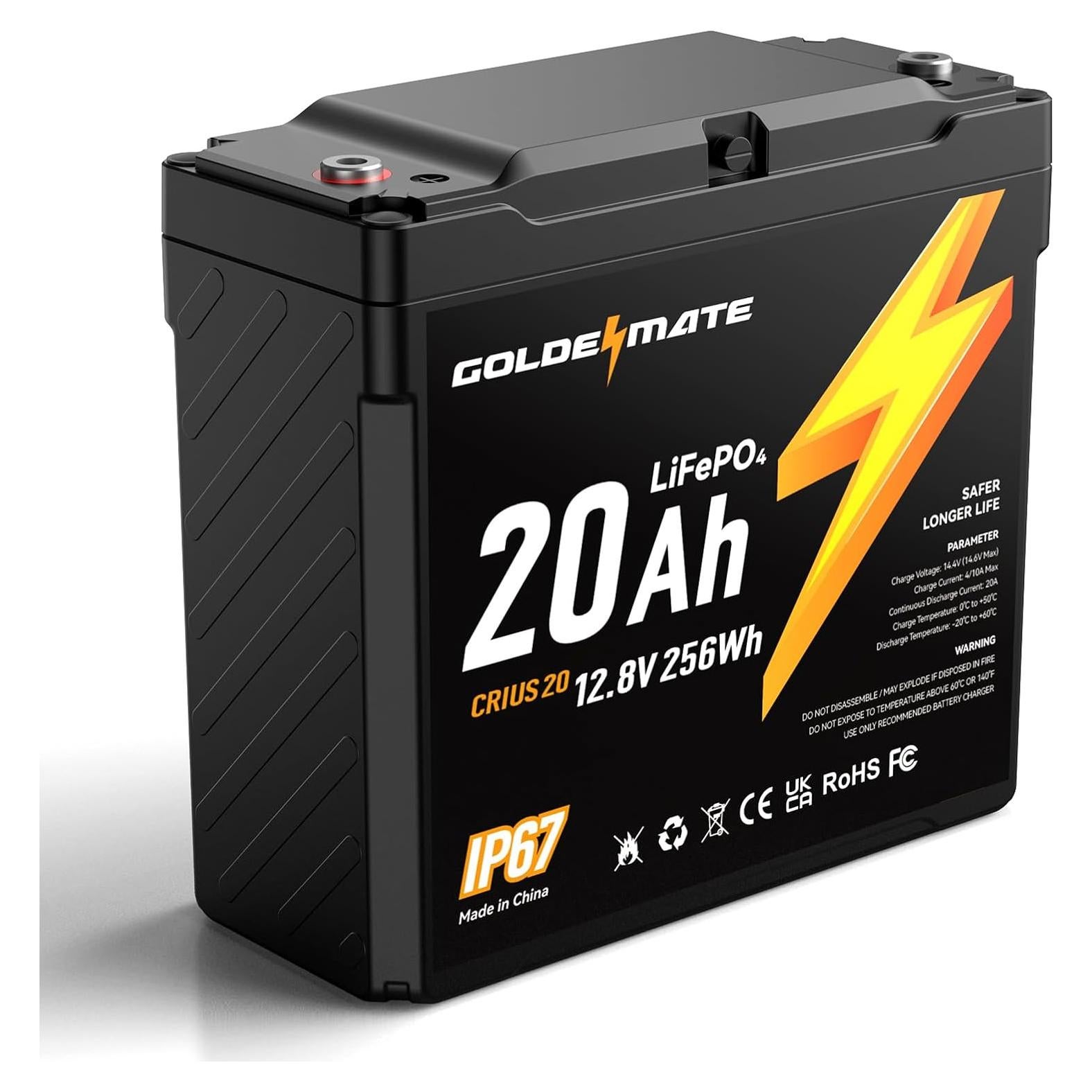 Batería LiFePO4 GOLDENMATE 12V 20Ah Impermeable IP67