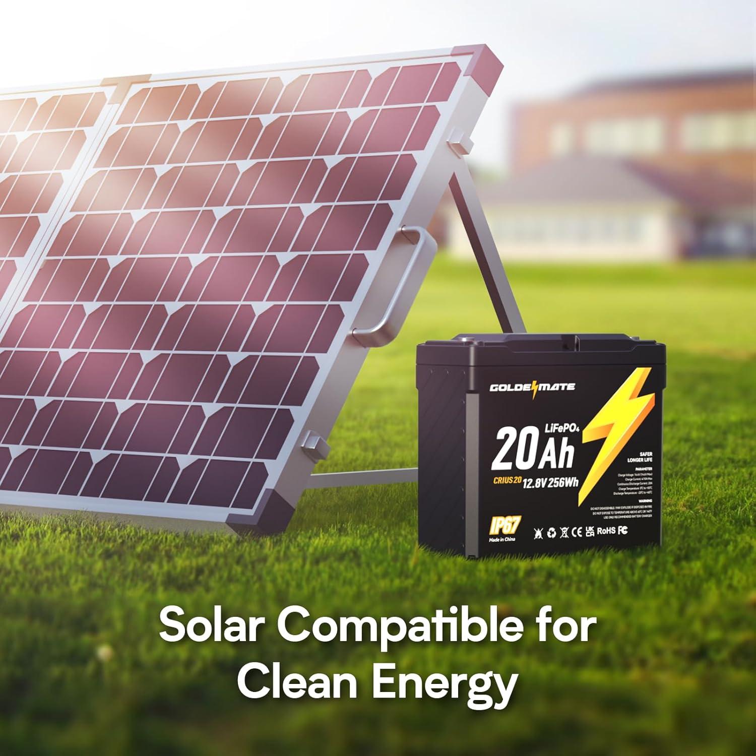 Batería LiFePO4 GOLDENMATE 12V 20Ah Impermeable IP67