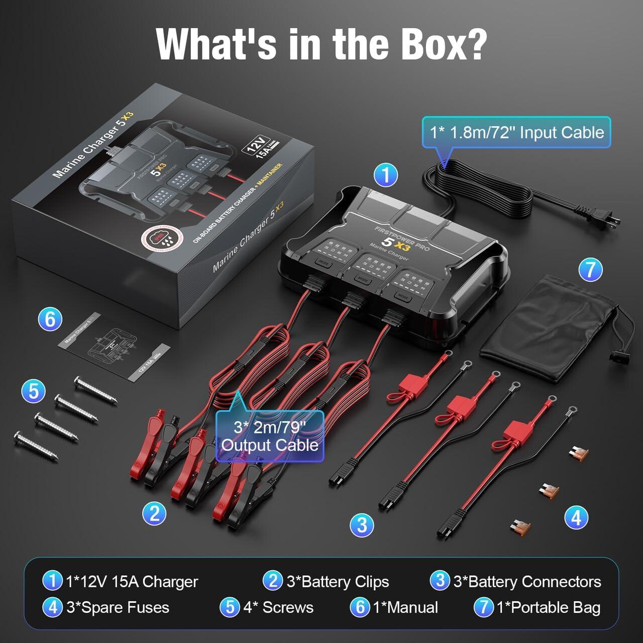 Cargador de Batería Marino 3 Bancos FirstPower Pro 15A 12V