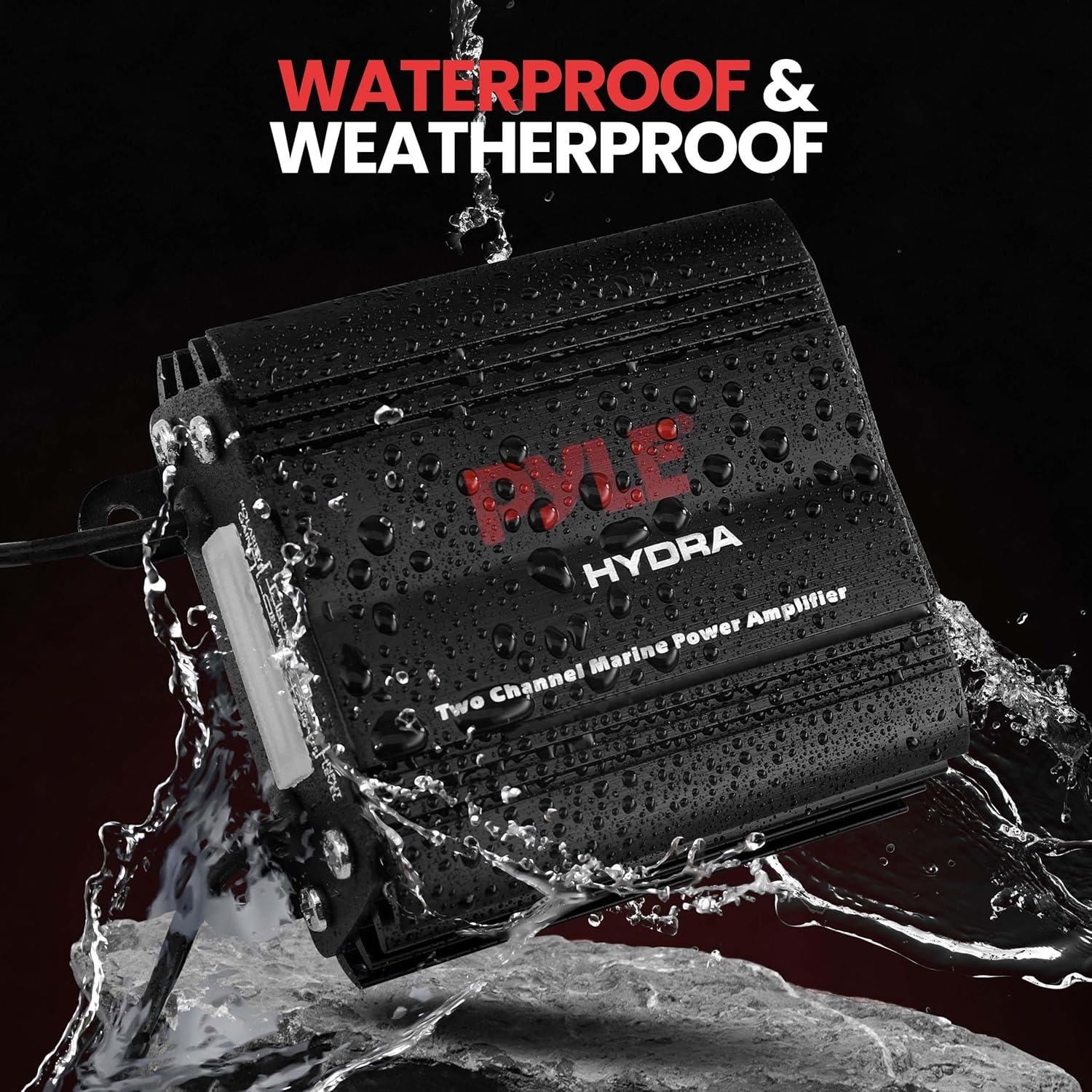 Amplificador Marino Pyle PLMRMP1B 2 Canales 400W Impermeable