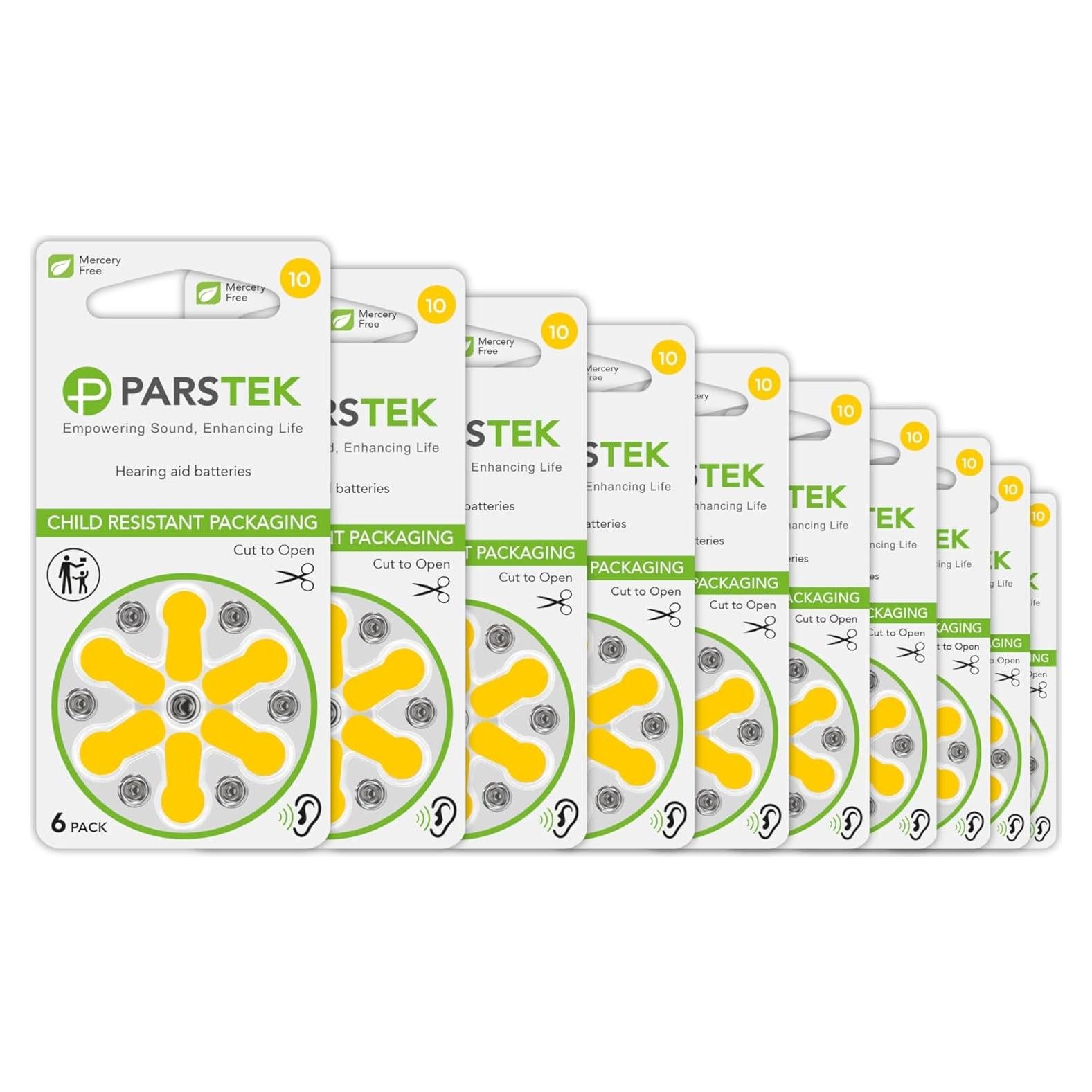 Baterías para Audífonos ParsTek Tamaño 10 - 60 Piezas 1.45V