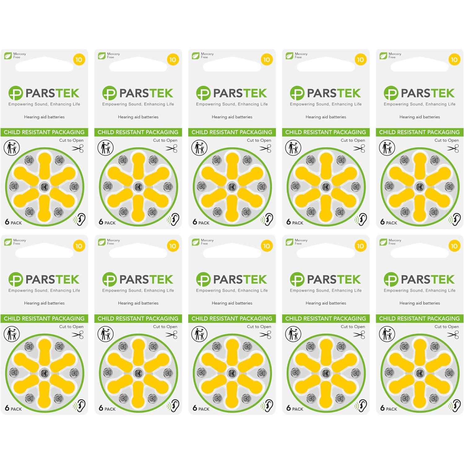 Baterías para Audífonos ParsTek Tamaño 10 - 60 Piezas 1.45V
