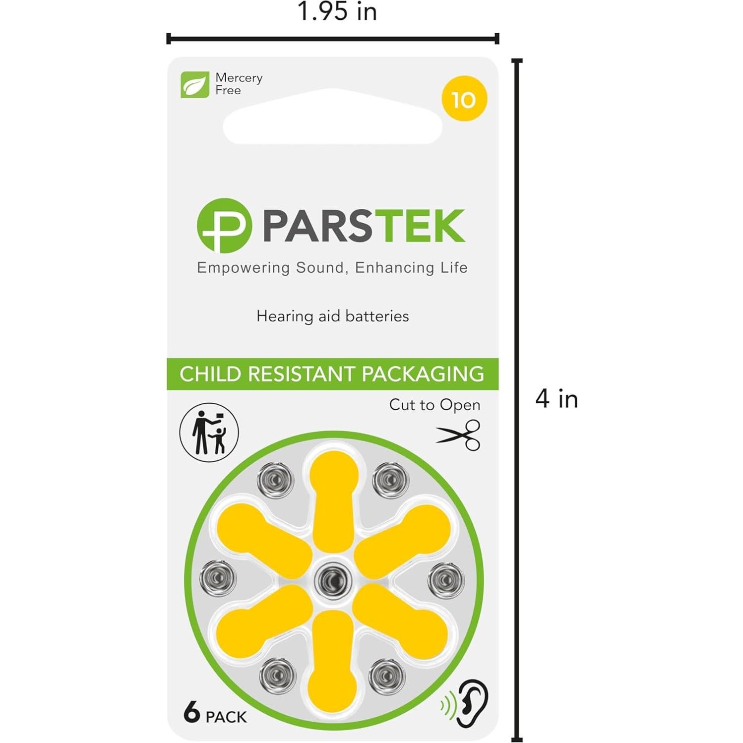 Baterías para Audífonos ParsTek Tamaño 10 - 60 Piezas 1.45V