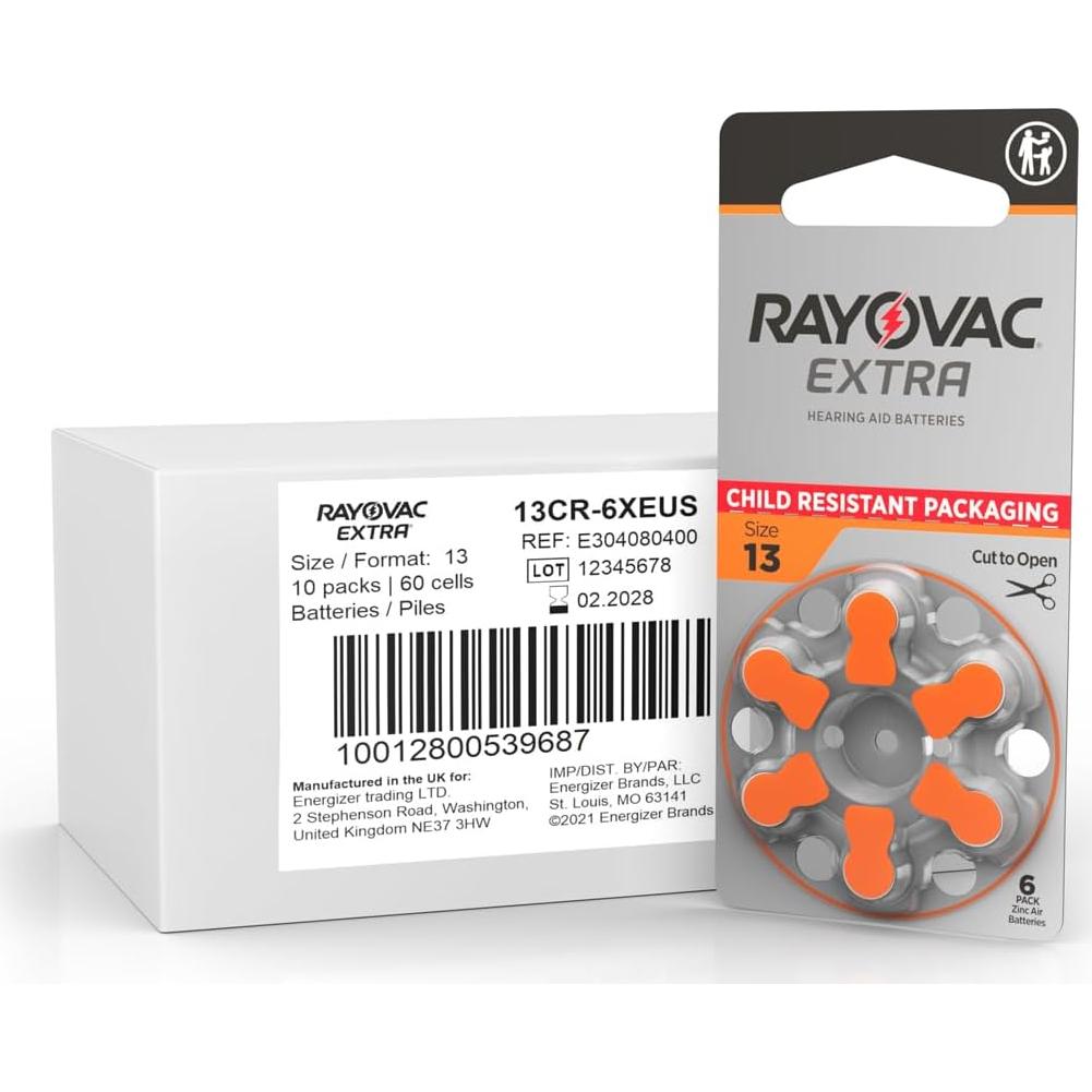 Baterías para Audífonos Rayovac Extra Tamaño 13 - 60 Unidades