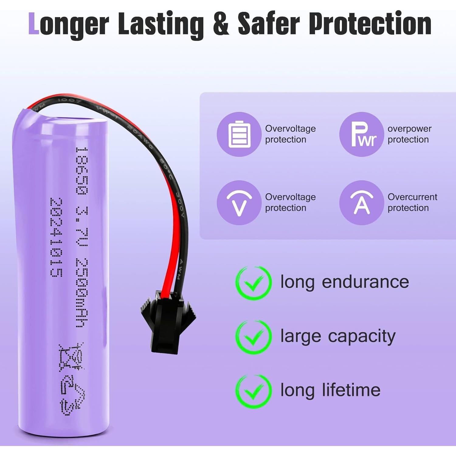 Baterías Recargables Li-ion 3.7V 2500mAh ZBQL - Paquete de 2