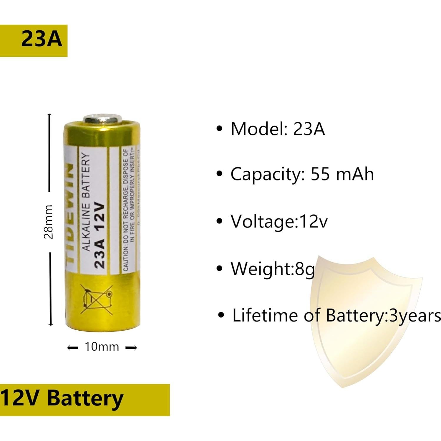 Baterías Alcalinas 23A 12V Genérico Paquete de 5 Unidades