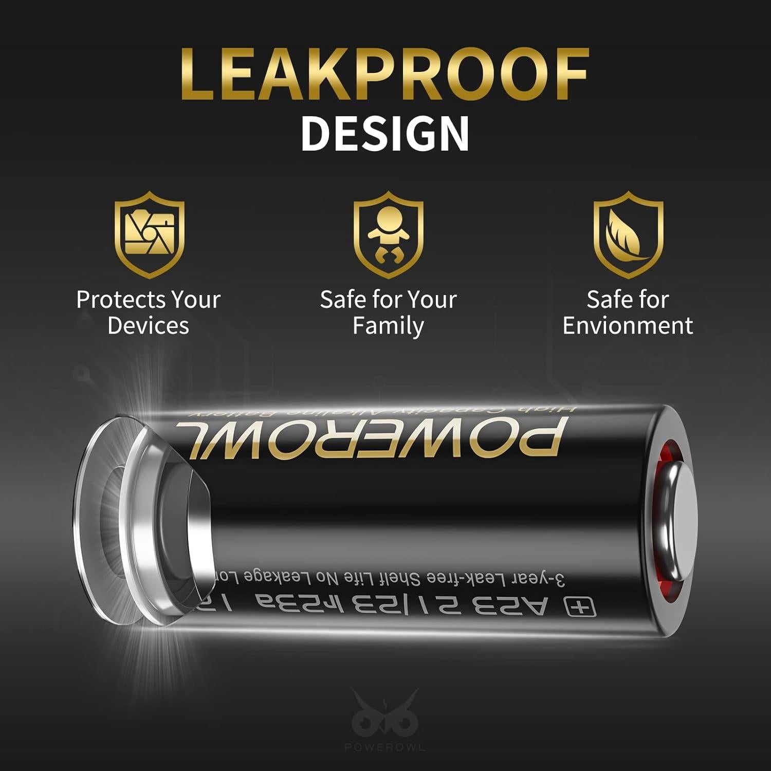 Baterías Alcalinas POWEROWL 23A 12V Paquete de 6 Unidades