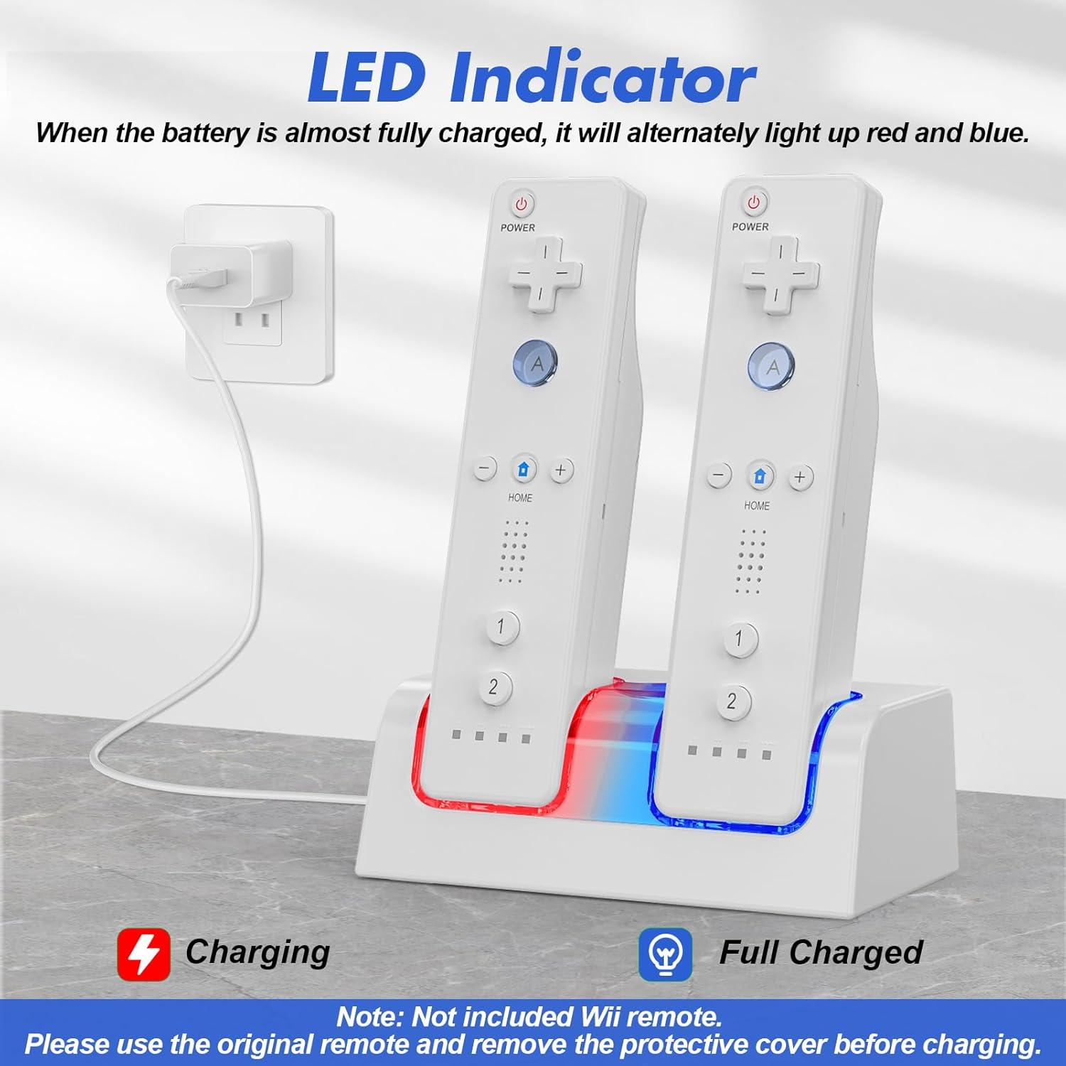 Cargador Doble KEKUCULL para Controlador Wii/Wii U con 2 Baterías 2800mAh