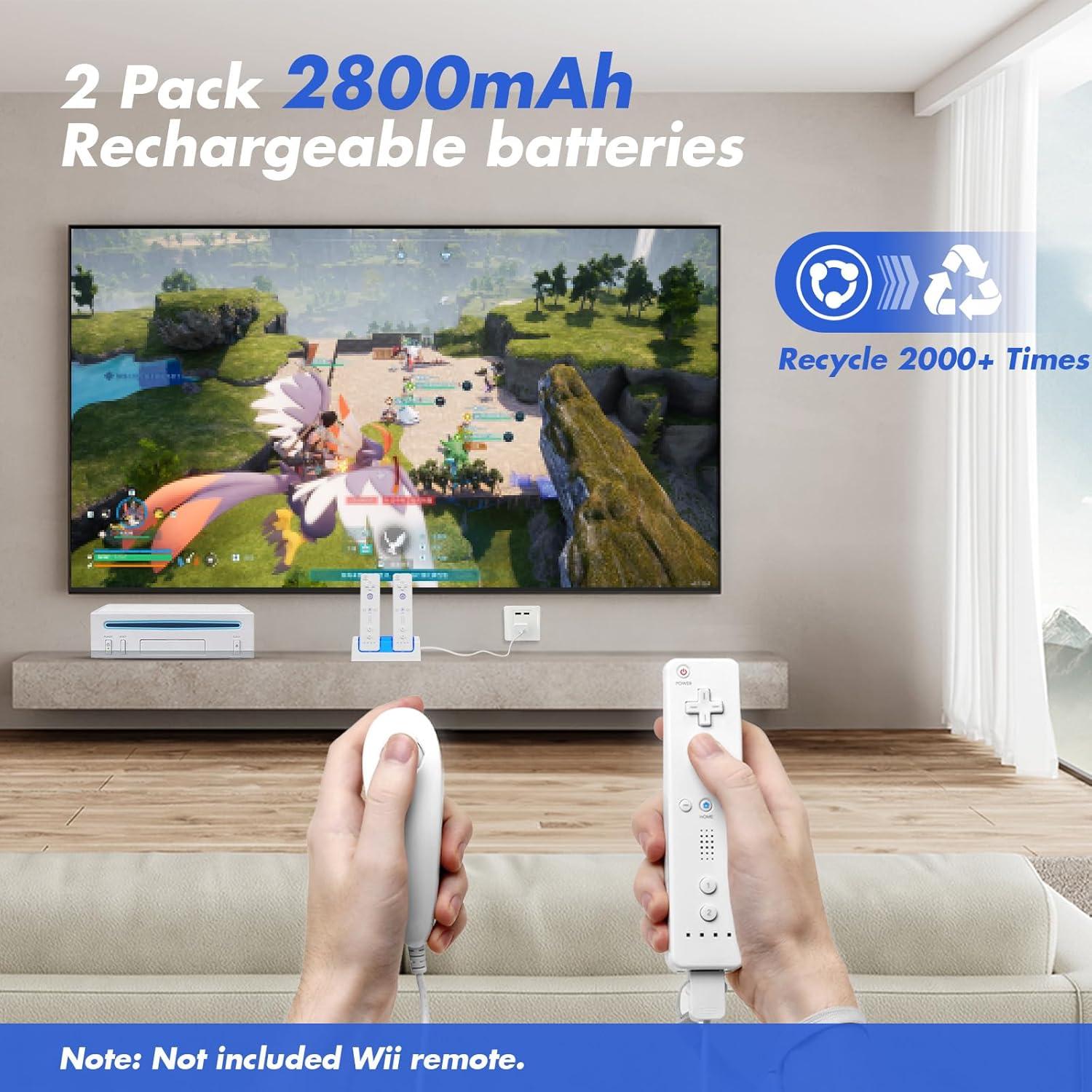 Cargador Doble KEKUCULL para Controlador Wii/Wii U con 2 Baterías 2800mAh