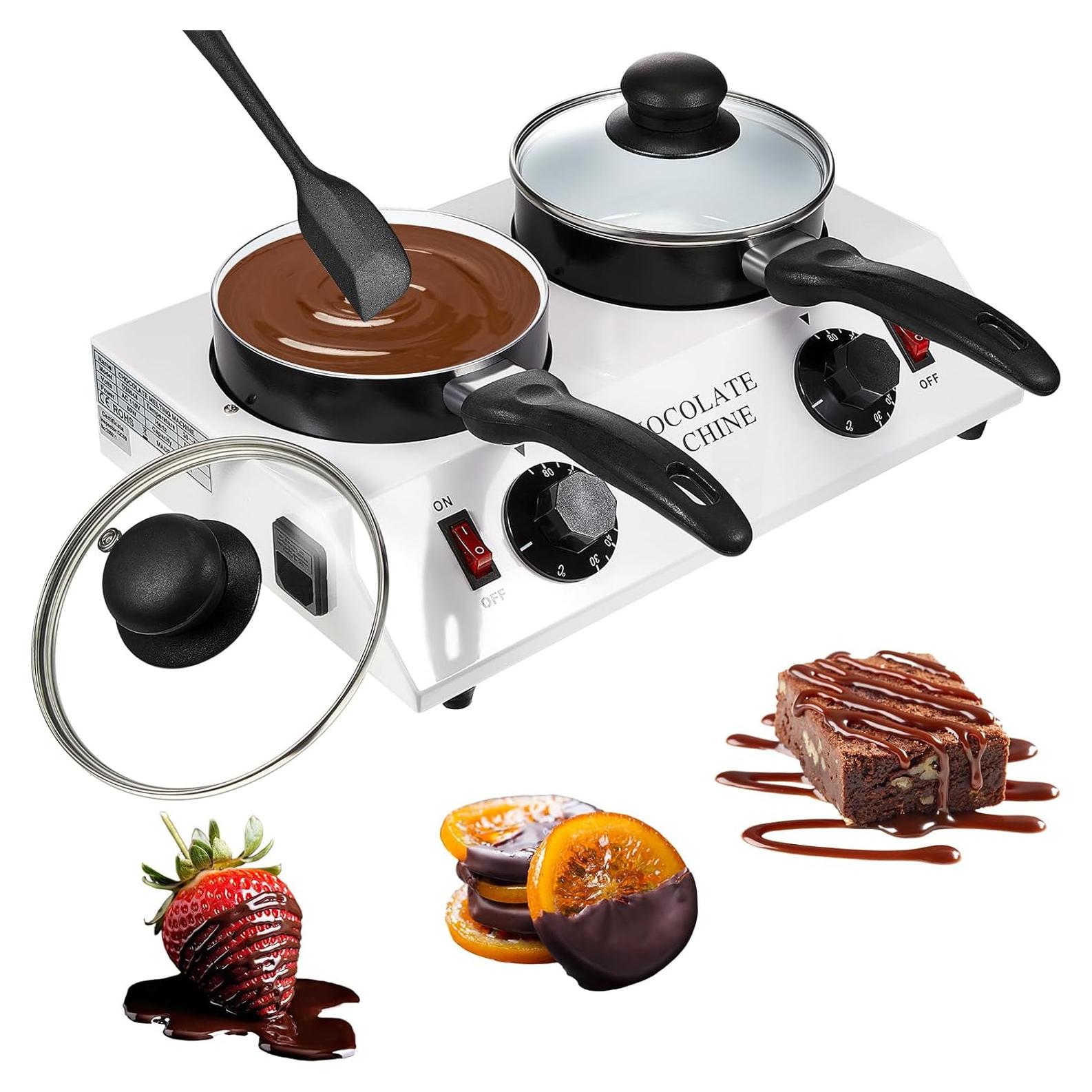 Calentador de Chocolate ROCEEI Doble Olla 35x23 cm con Espátula