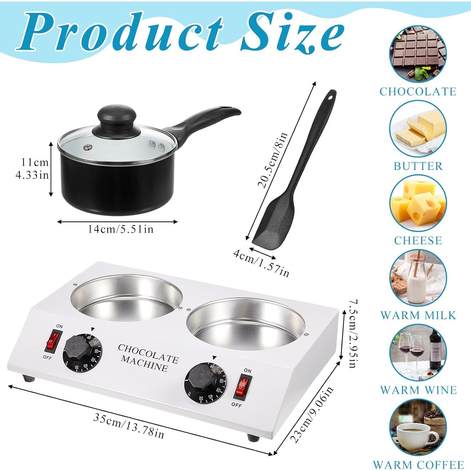 Calentador de Chocolate ROCEEI Doble Olla 35x23 cm con Espátula