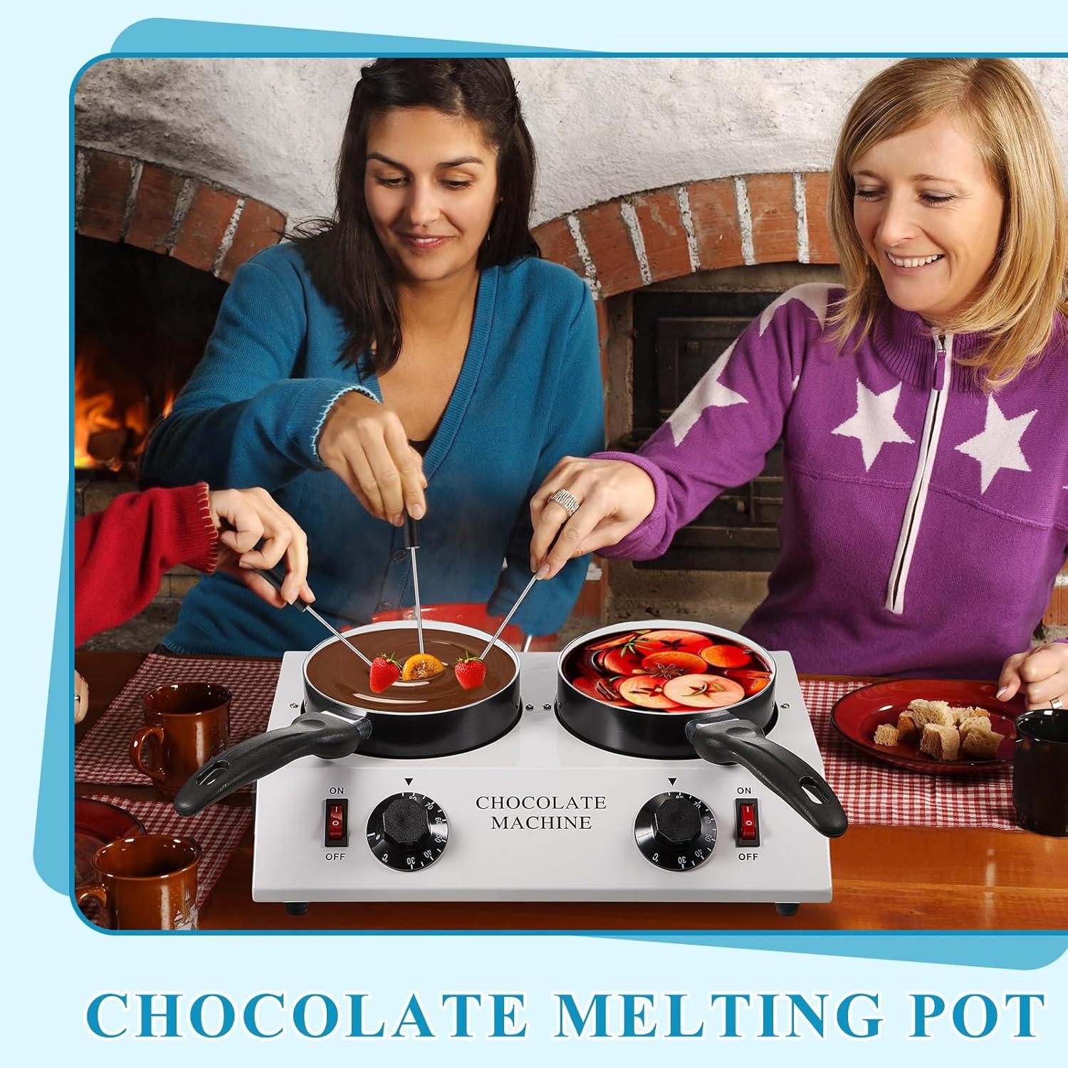 Calentador de Chocolate ROCEEI Doble Olla 35x23 cm con Espátula