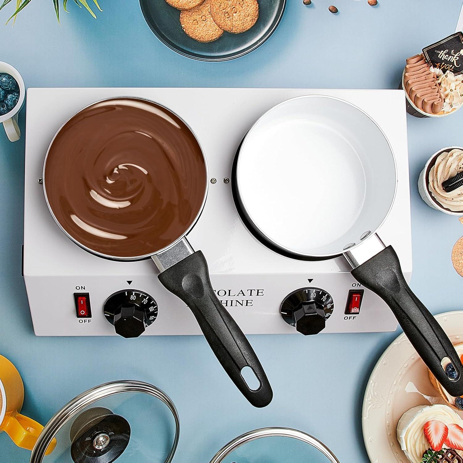 Calentador de Chocolate ROCEEI Doble Olla 35x23 cm con Espátula