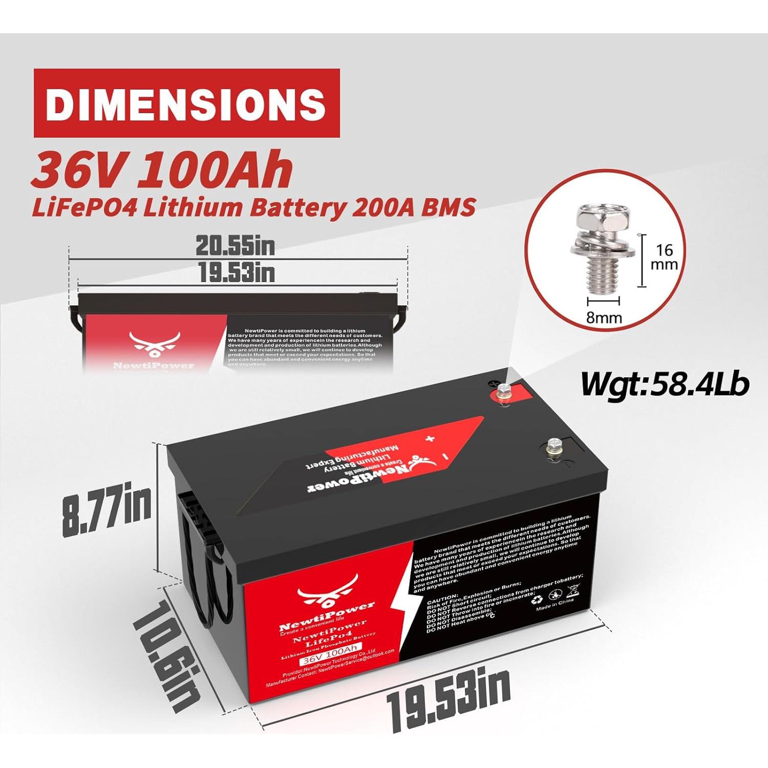 Batería de Litio 36V 100Ah NewtiPower con BMS 200A