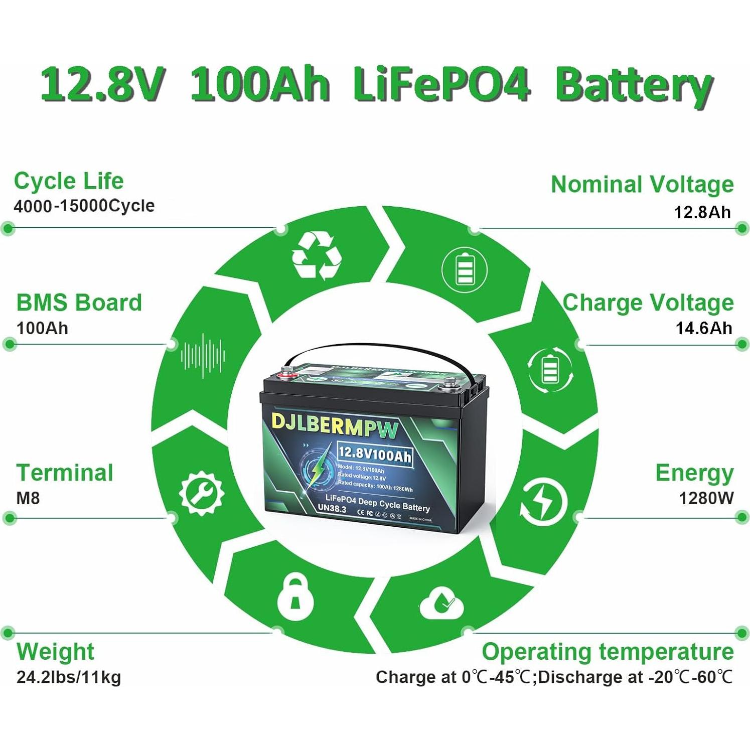 Batería de Litio LiFePO4 48V 100Ah DJLBERMPW para RV y Solar