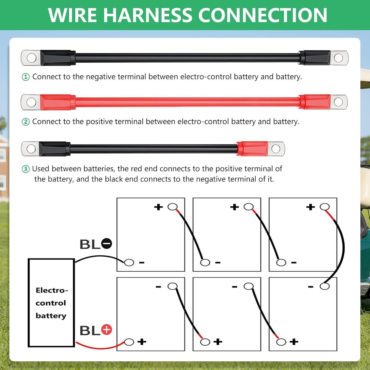 Kit de Cables de Batería Drive-up para Carrito Golf EZGO TXT 36/48V