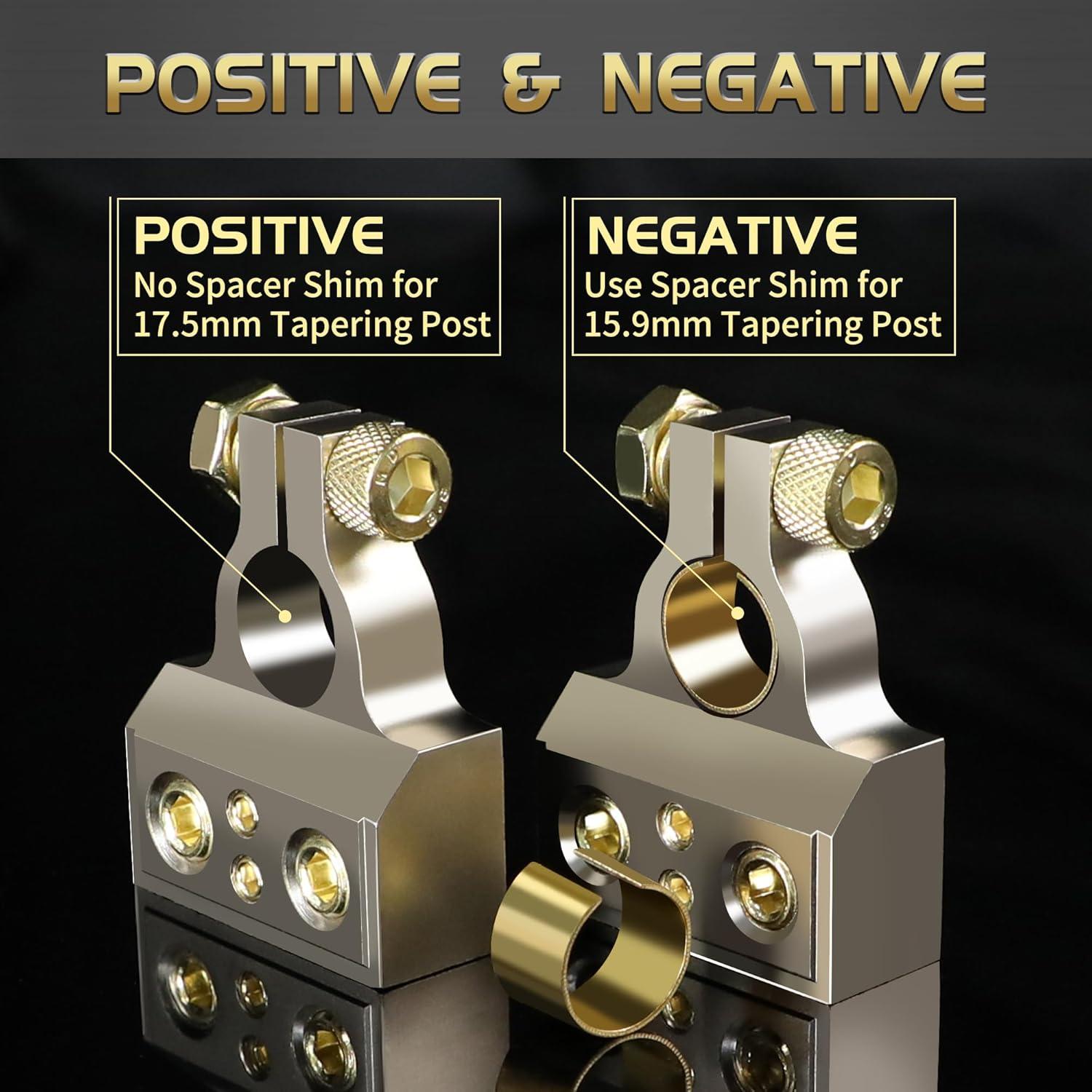 Conectores de Terminal de Batería TONDA Calibre 0/4/8/10 con Espaciadores