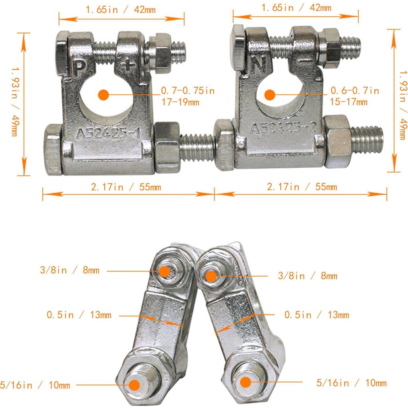 Conectores de Batería DLronwey 28 Piezas 2 Gauge 9.53 mm