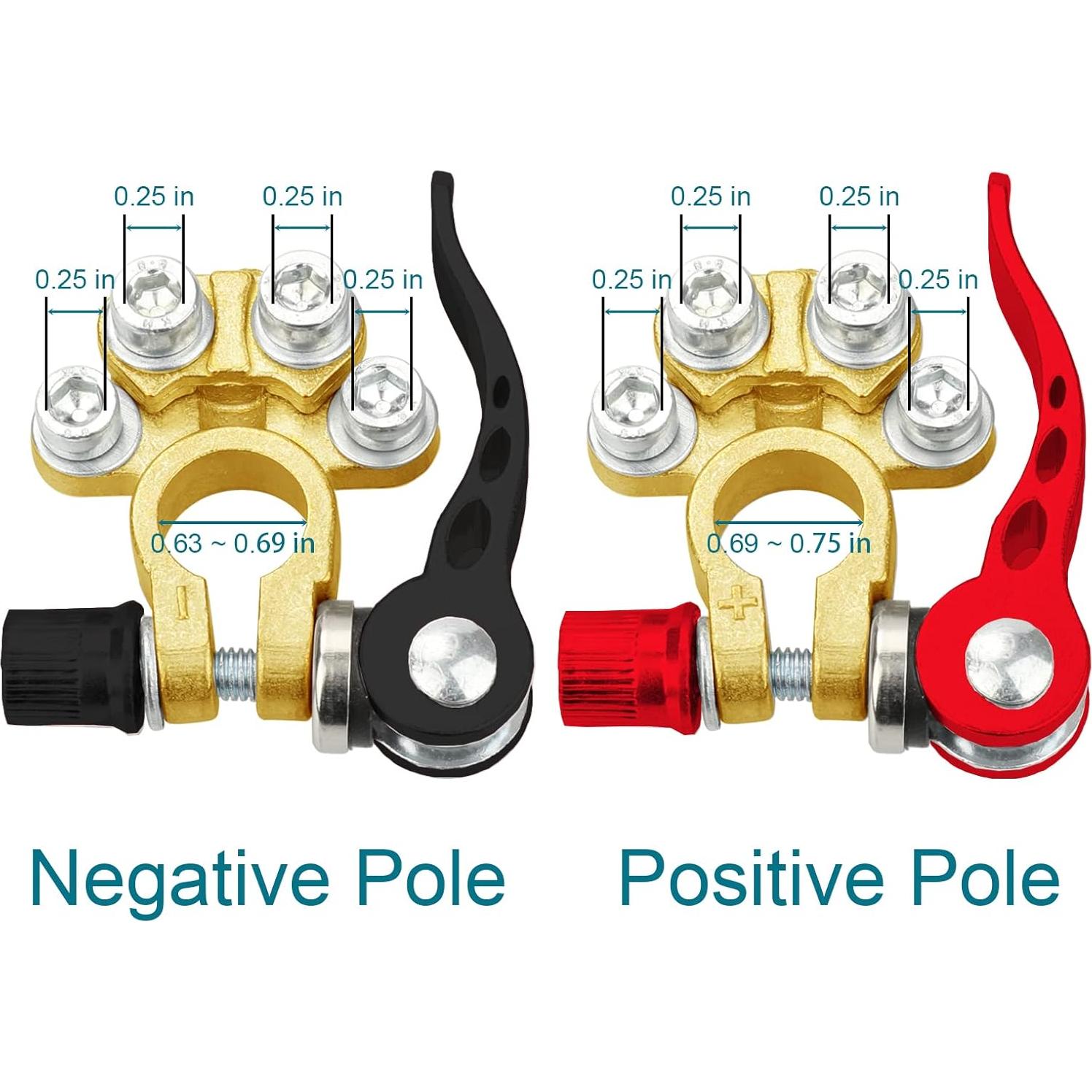 Conectores de terminal de batería ZONBANG 4 vías cobre 2PCS