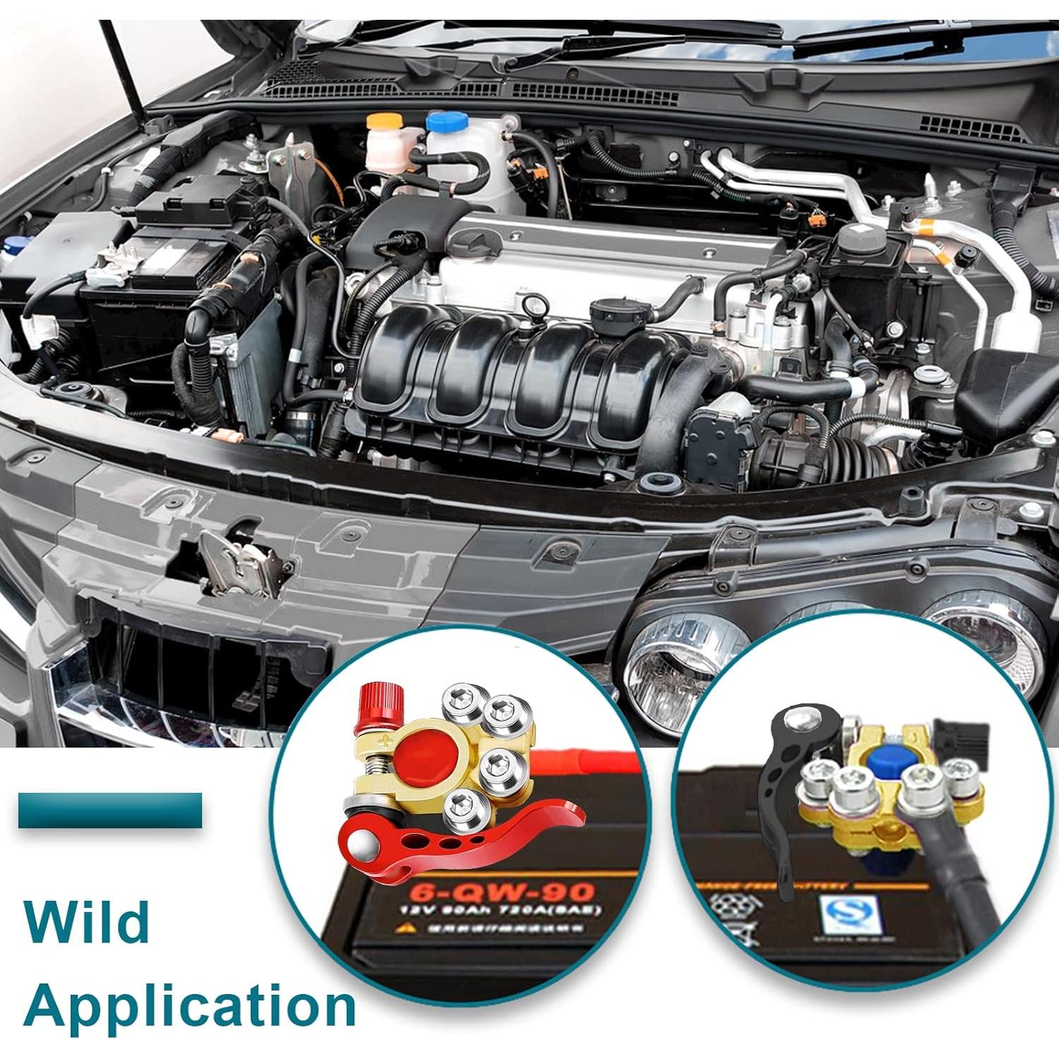 Conectores de terminal de batería ZONBANG 4 vías cobre 2PCS