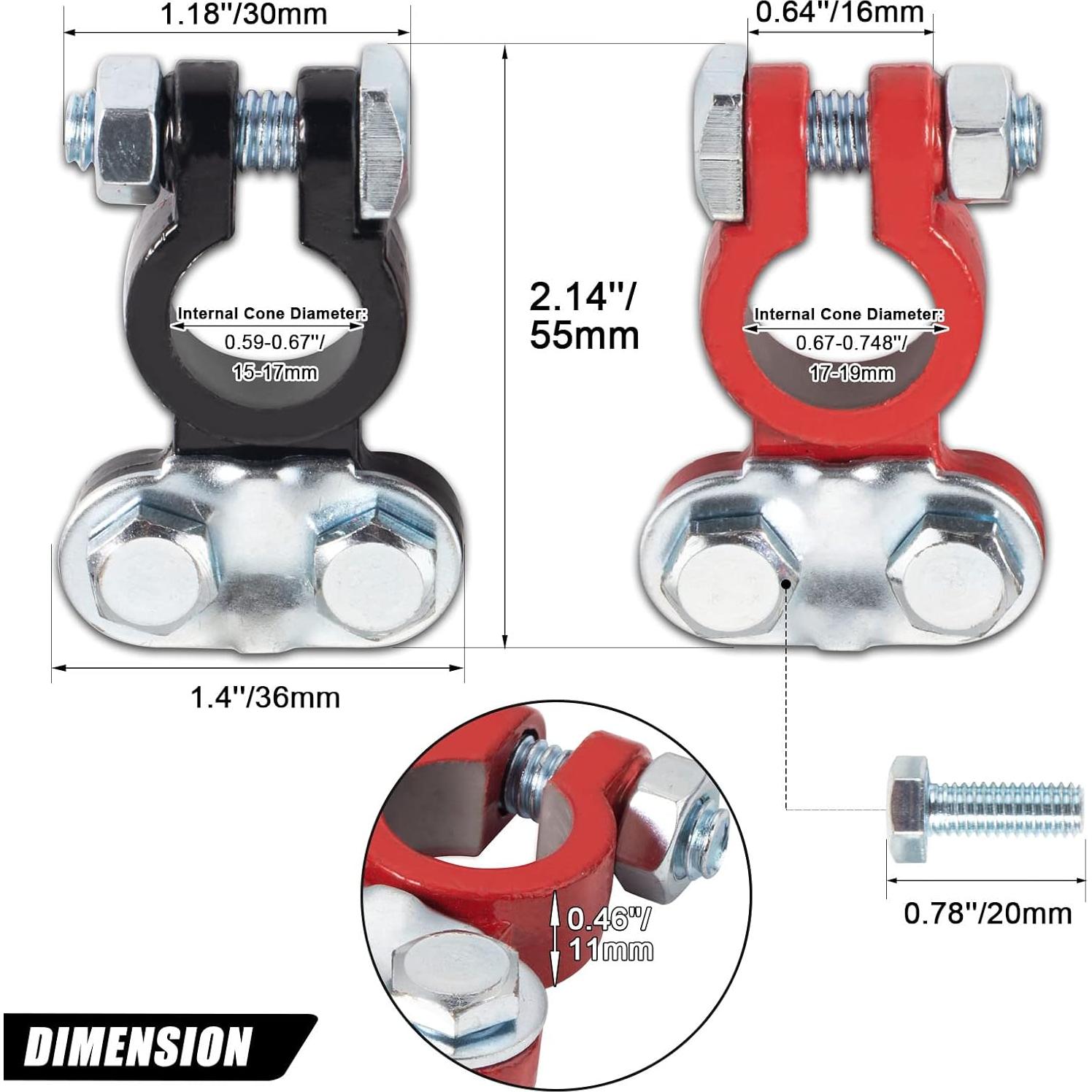 Juego de terminales de batería CZC AUTO 12V con arandelas