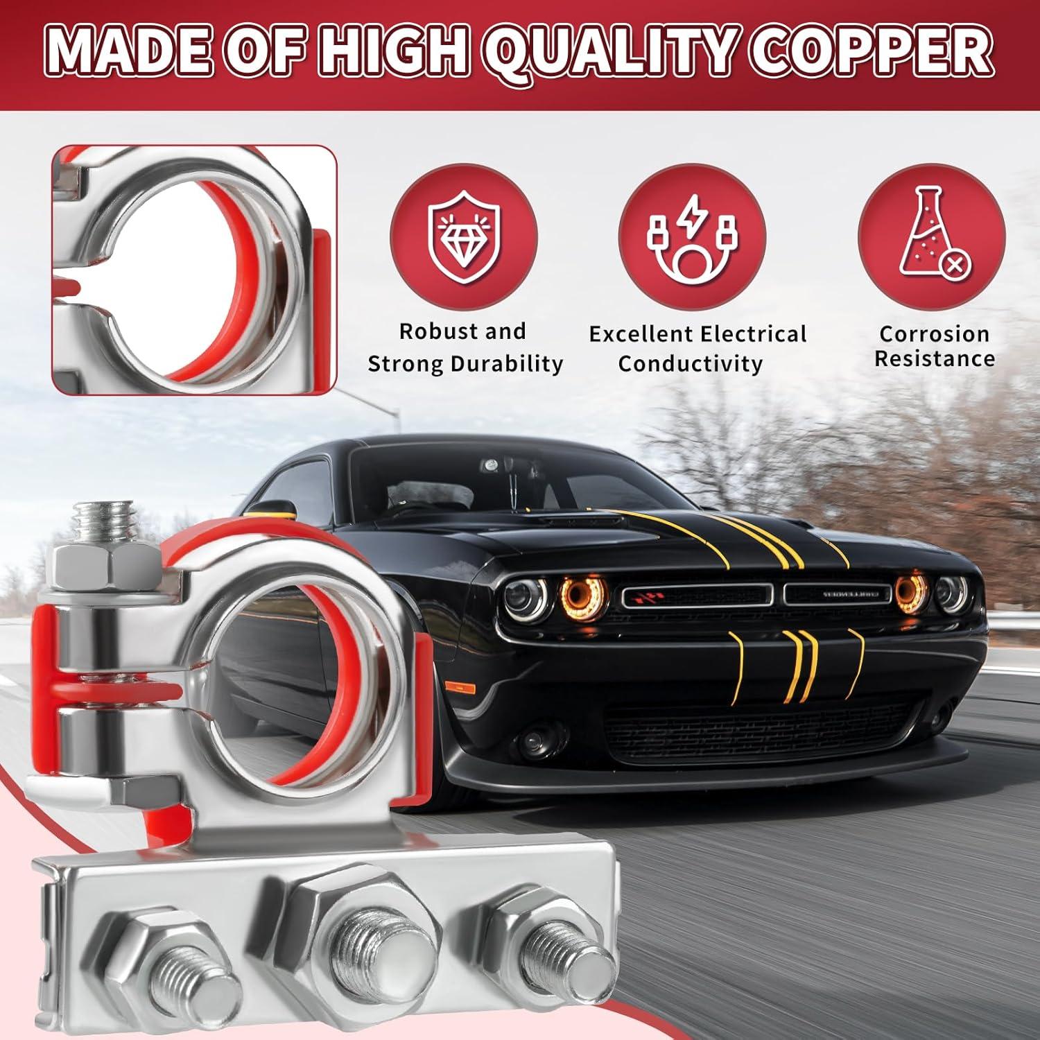 Conectores de Terminal de Batería 3 Vías XIOGZAXI Cobre Anticorrosión