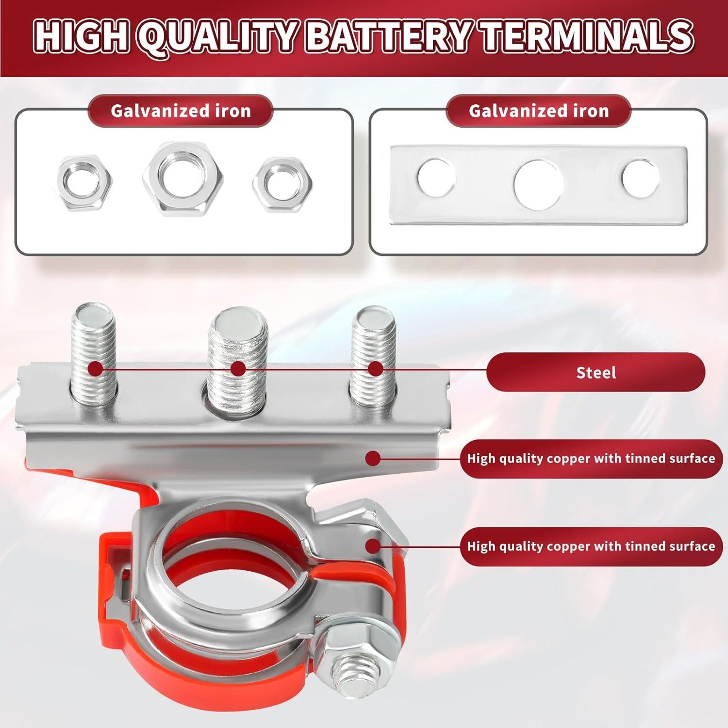 Conectores de Terminal de Batería 3 Vías XIOGZAXI Cobre Anticorrosión