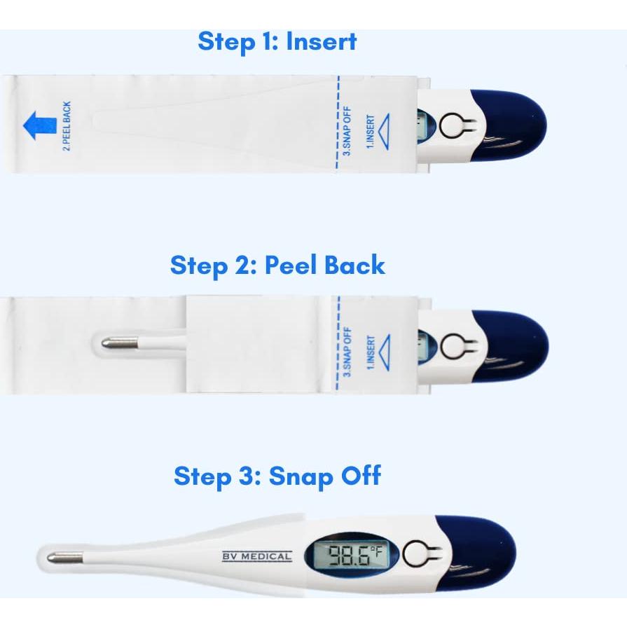 Termómetro Digital BV Medical Punta Rígida 10 Segundos con 100 Fundas