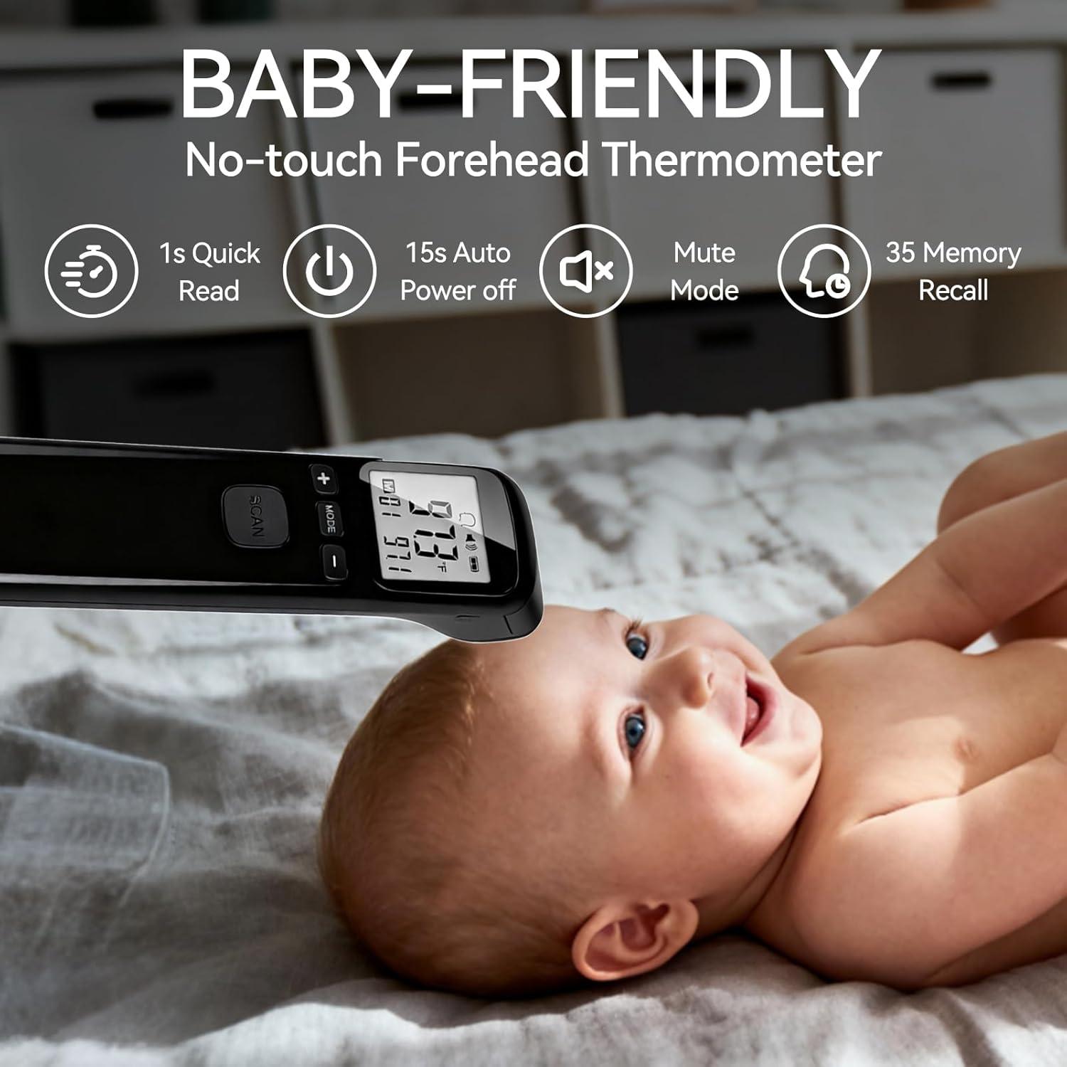 Termómetro Digital Sin Contacto Manhero 3 en 1 Negro