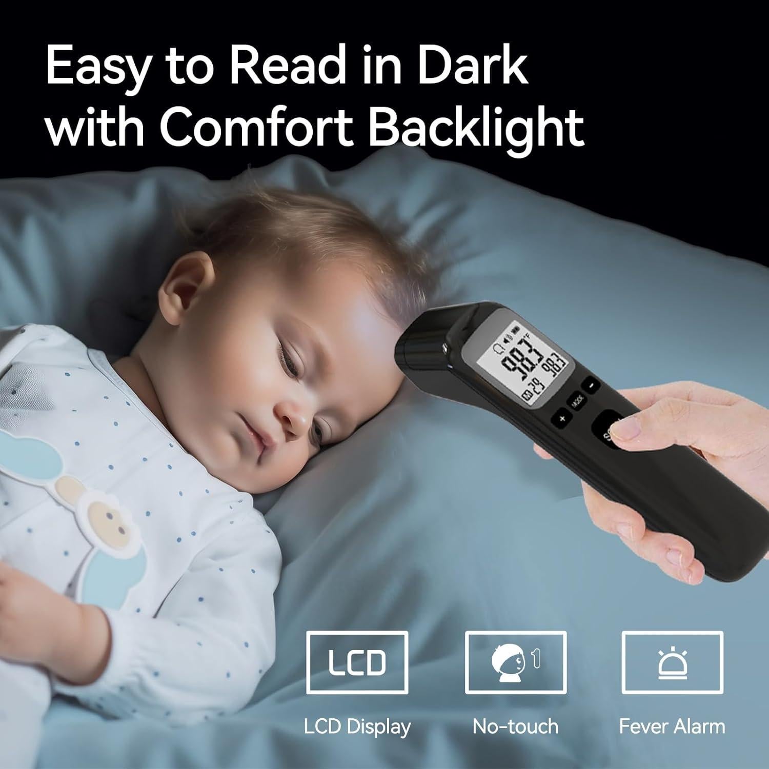 Termómetro Digital Sin Contacto Manhero 3 en 1 Negro