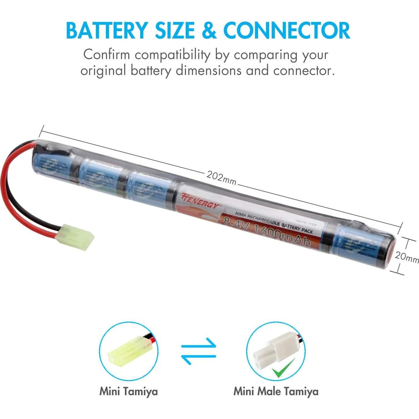 Batería Tenergy 8.4V 1600mAh NiMH + Cargador Mini Tamiya