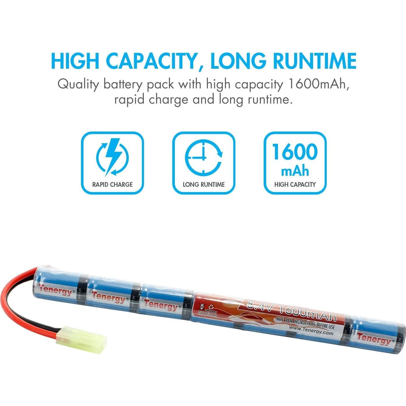 Batería Tenergy 8.4V 1600mAh NiMH + Cargador Mini Tamiya