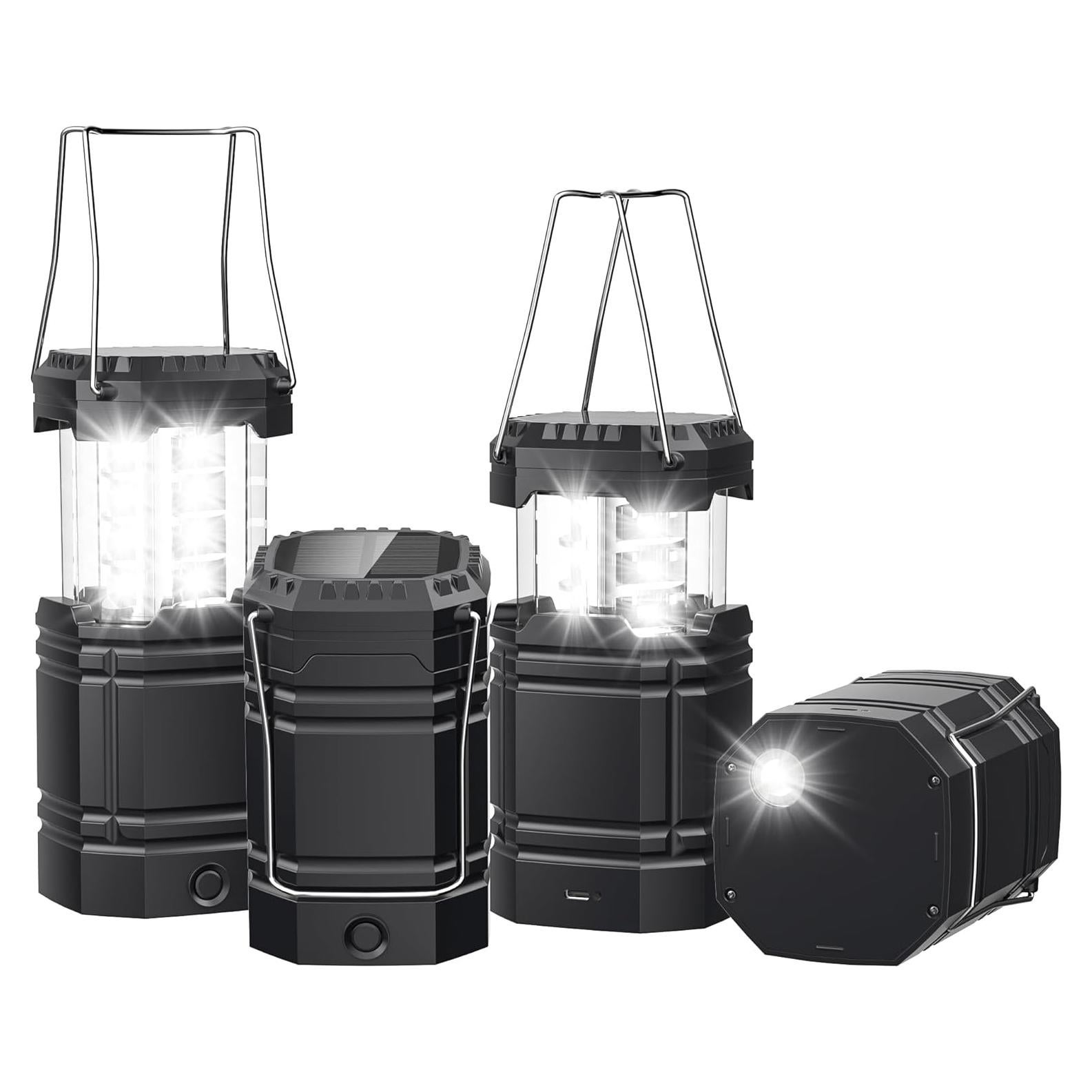 Paquete de 4 Linternas Solares Camping Wismco 1600mAh LED 30h