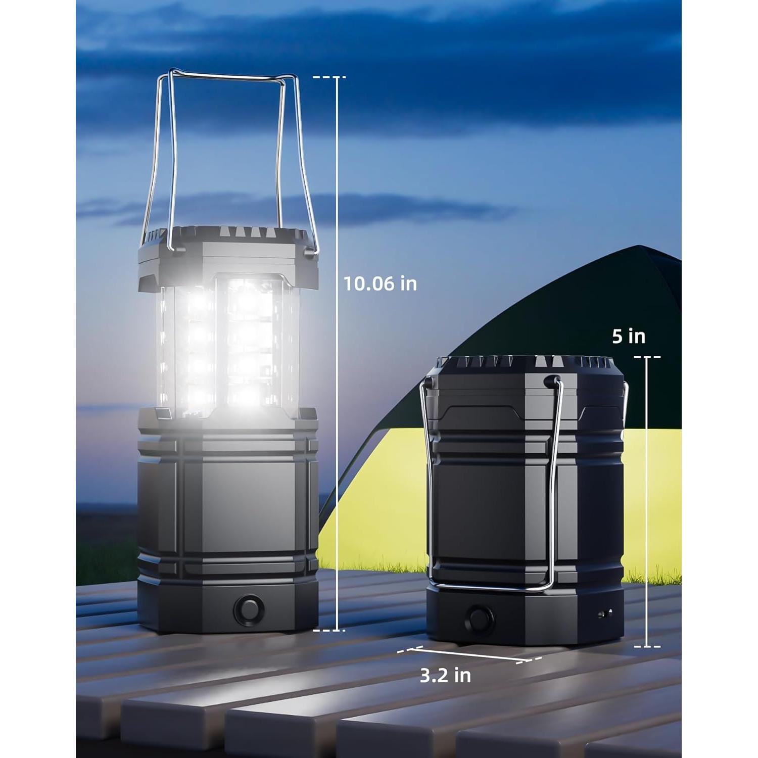 Paquete de 4 Linternas Solares Camping Wismco 1600mAh LED 30h