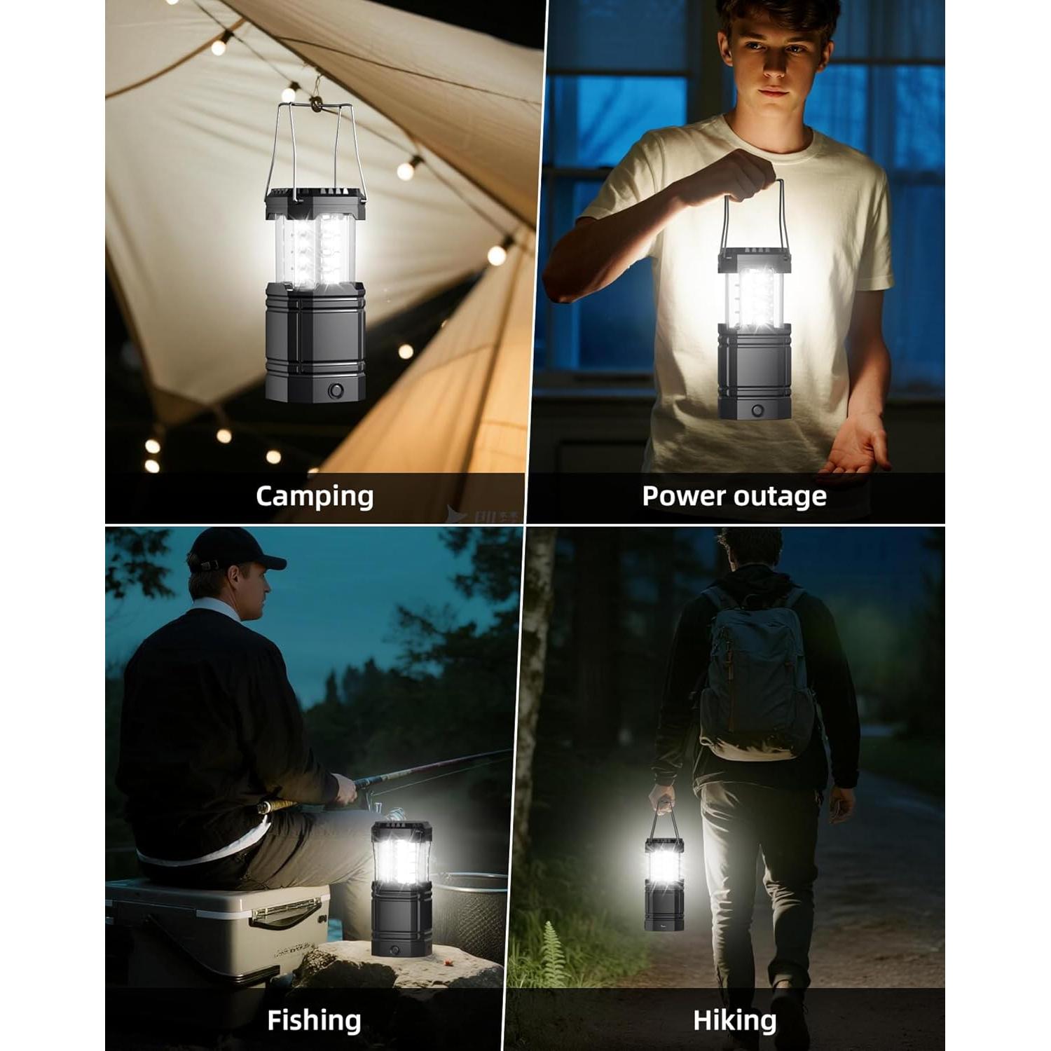 Paquete de 4 Linternas Solares Camping Wismco 1600mAh LED 30h