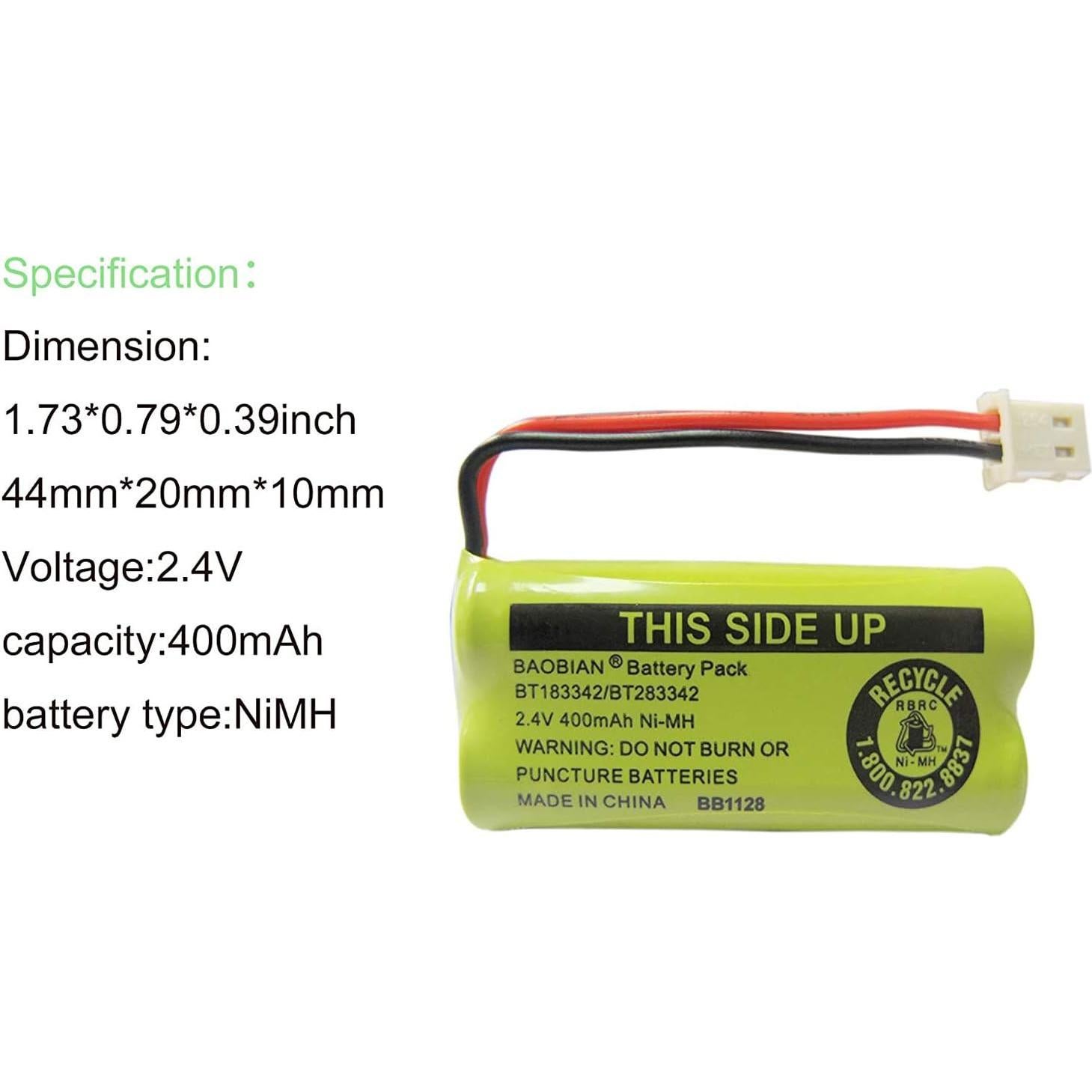 Batería recargable NiMH 2.4V 400mAh BAOBIAN - Paquete de 4