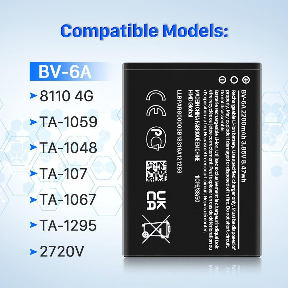 Batería BV-6A Li-ion 2200mAh para Nokia 8110 4G Flip
